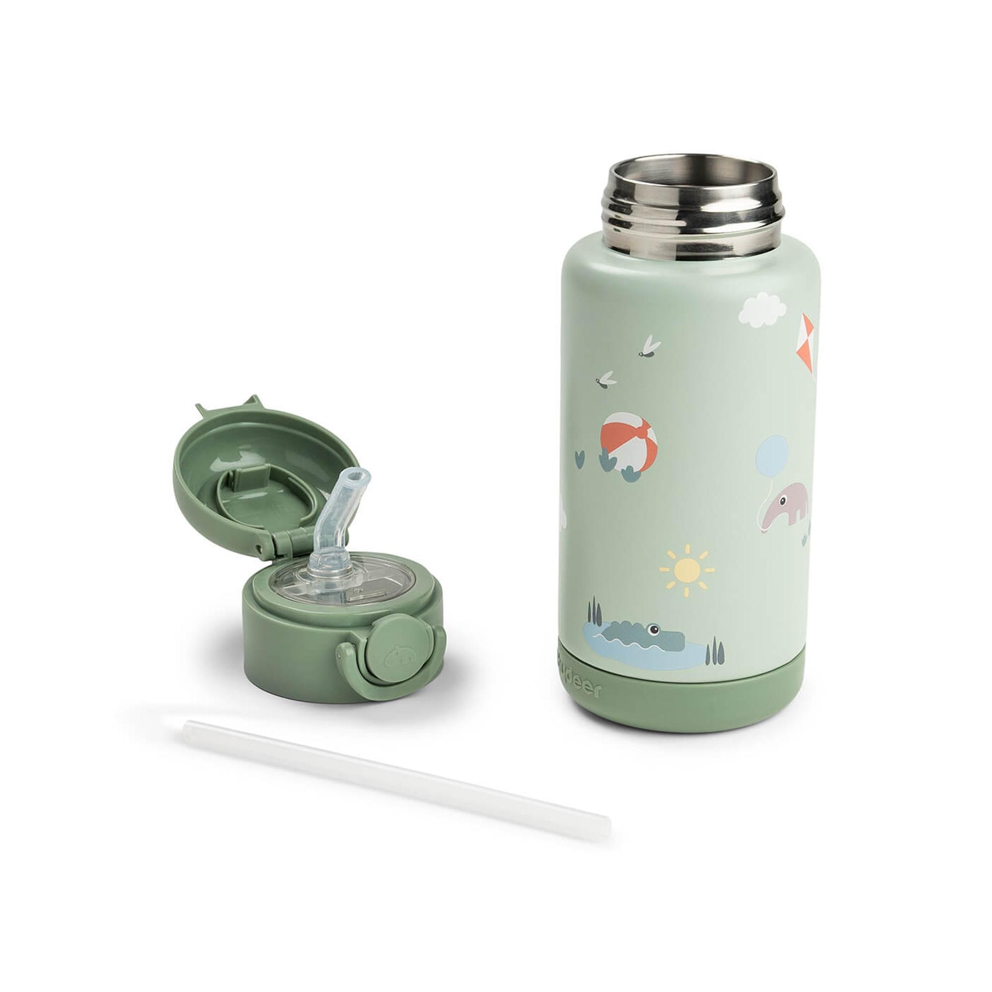 Garrafa Térmica com Palhinha - 340 ml Verde-claro-3