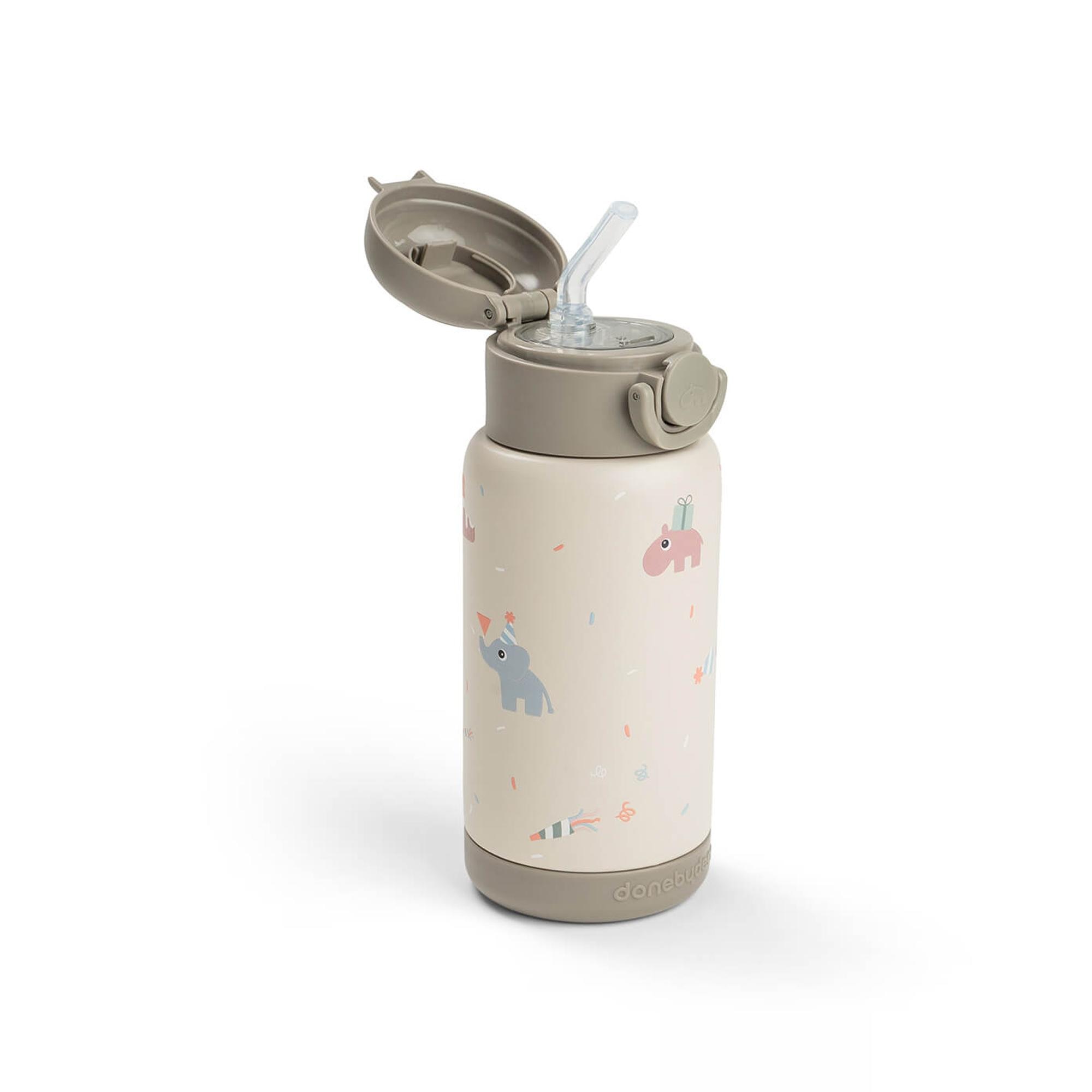 Garrafa Térmica com Palhinha 340 ml Coleç. Celebration Bege Serra-2