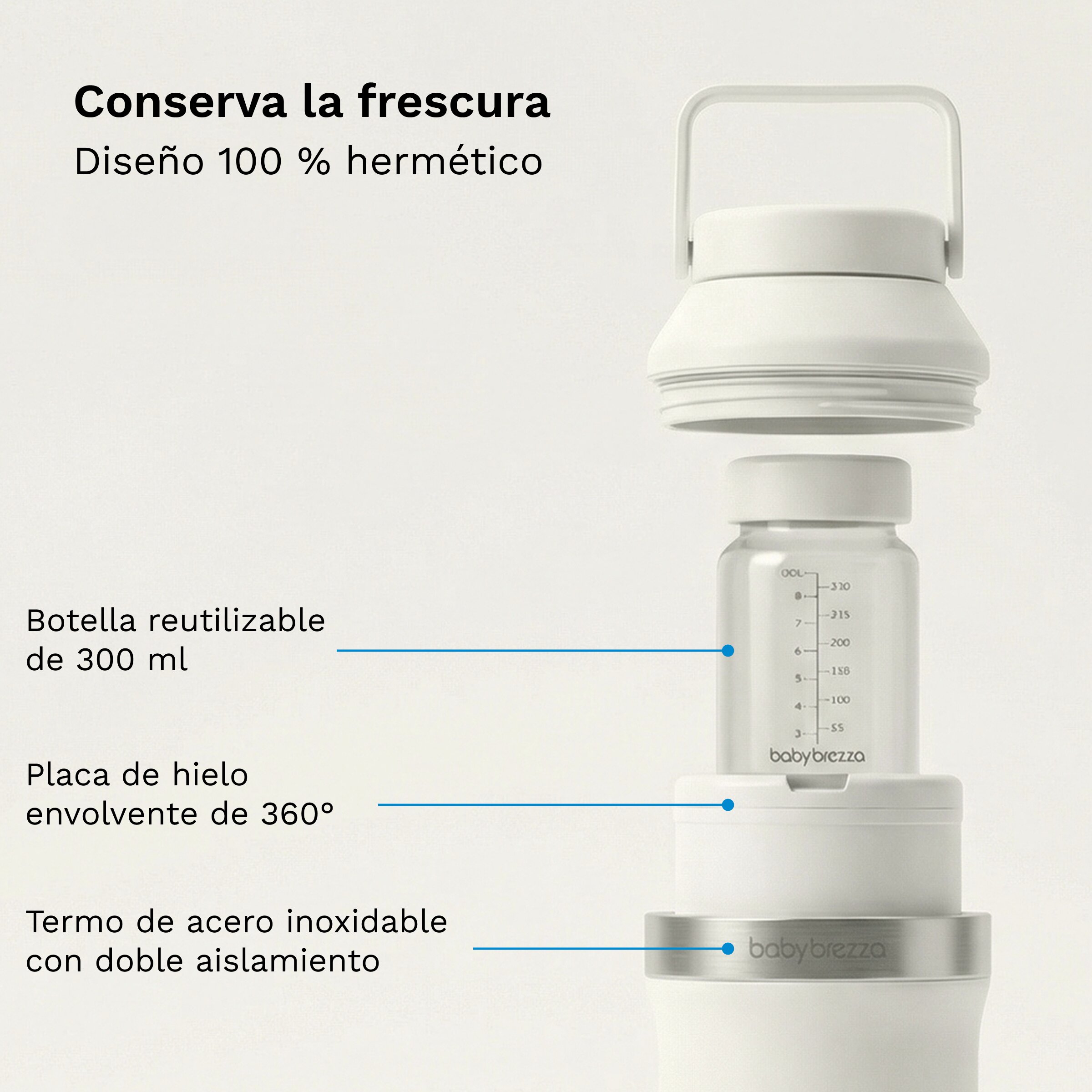 Termo Portátil Babybrezza de Leite Materno Breastmilk Cooler 300 ml Branco-4
