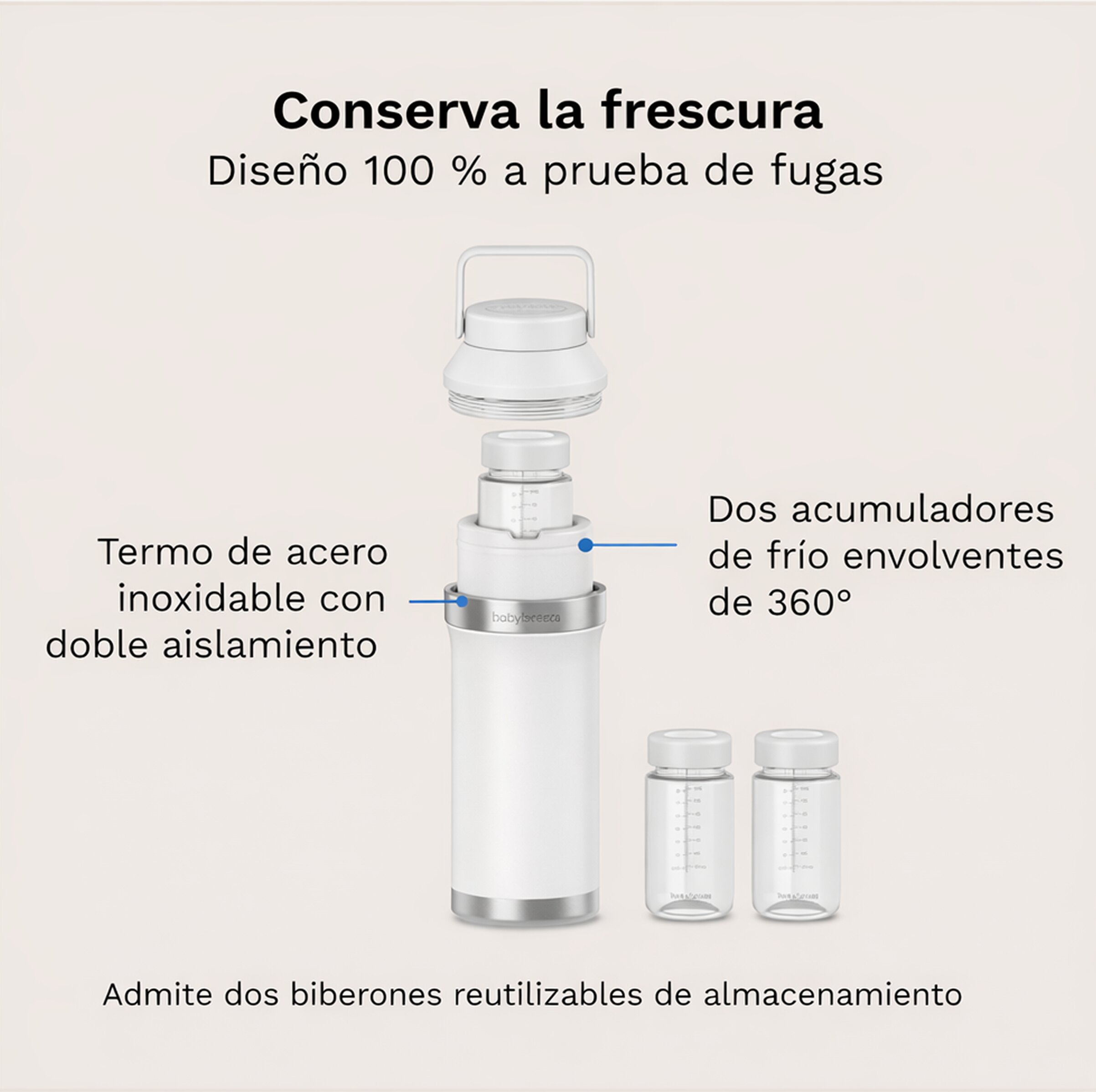 Termo portátil Babybrezza de leite materno Breastmilk Cooler 600 ml Branco-4