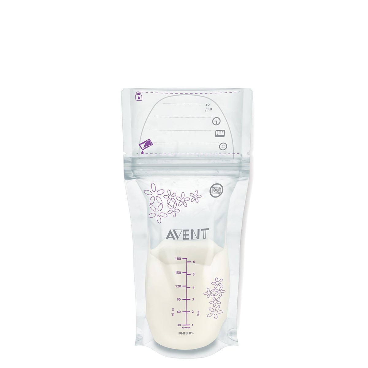 Philips Avent - 25 bolsas de lactancia Philips Avent. Almacenamiento y conservación de leche Materna, 180ml.