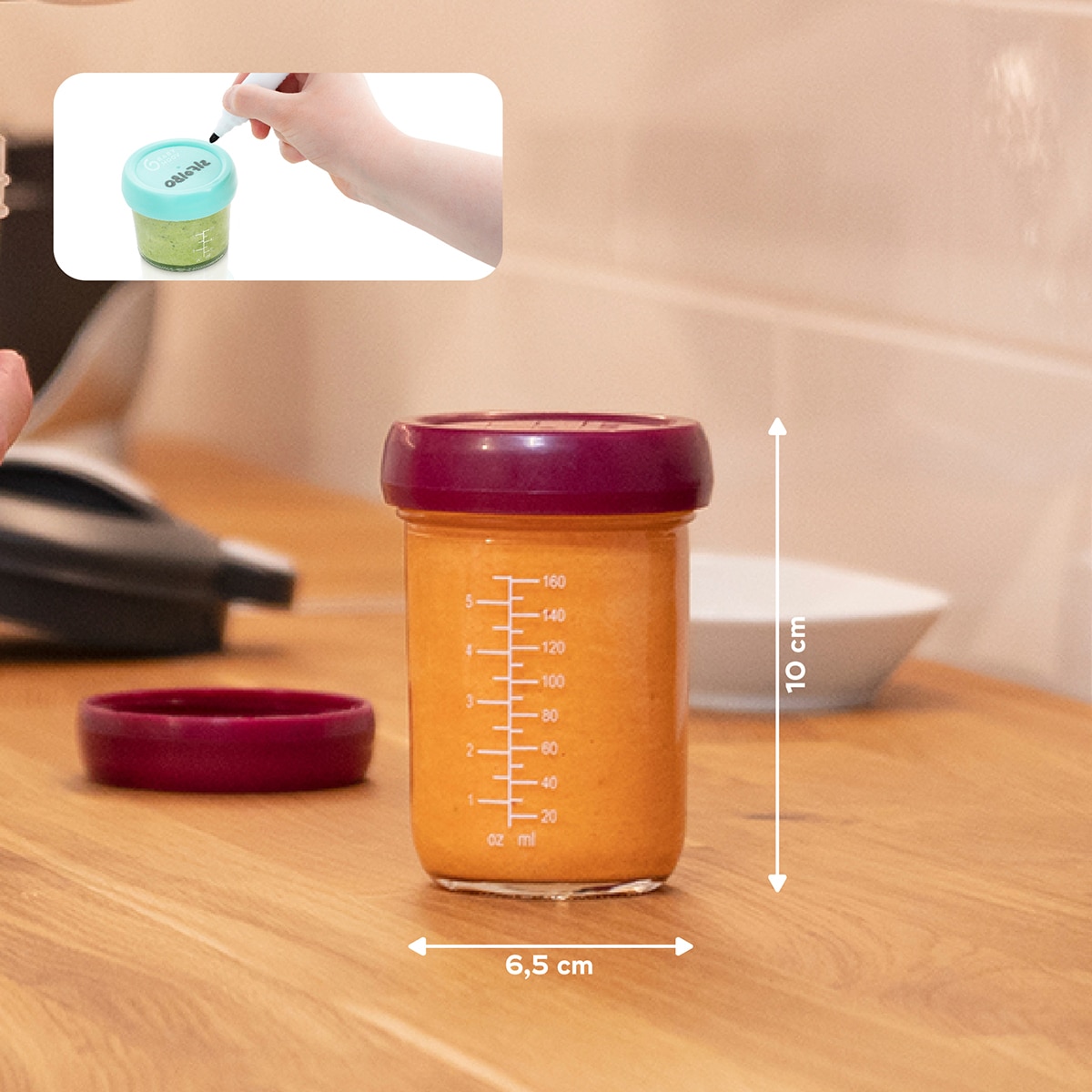 Conjunto de 4 Embalagens de conservação e transporte de alimentos Babybols de vidro (220 ml) transparente/multicolor Transparente / Multicolorido-5