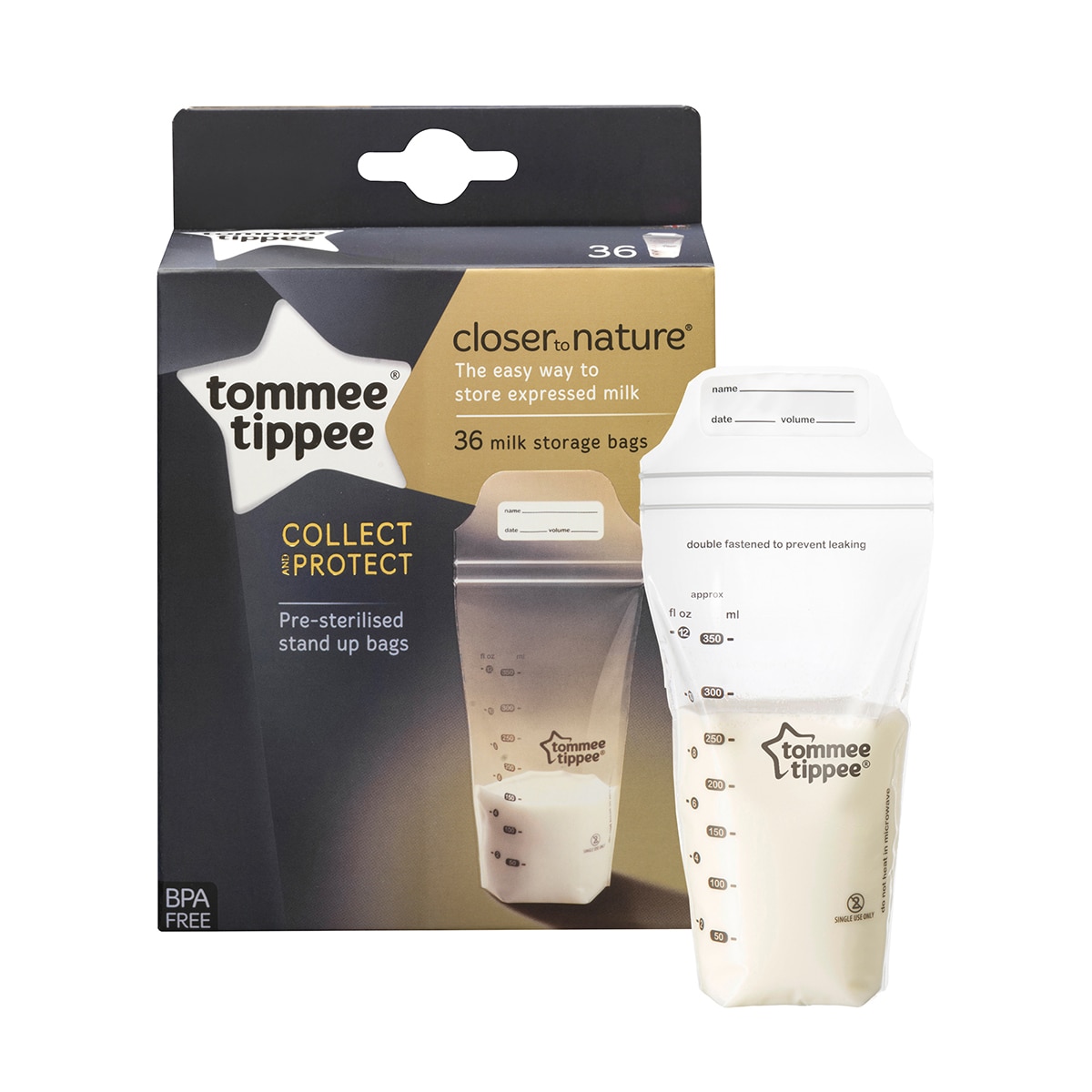 Bolsas de conservación para leche materna Tommee Tippee 36 unids. (350 ml.) transparente - Cristal Cristal-2