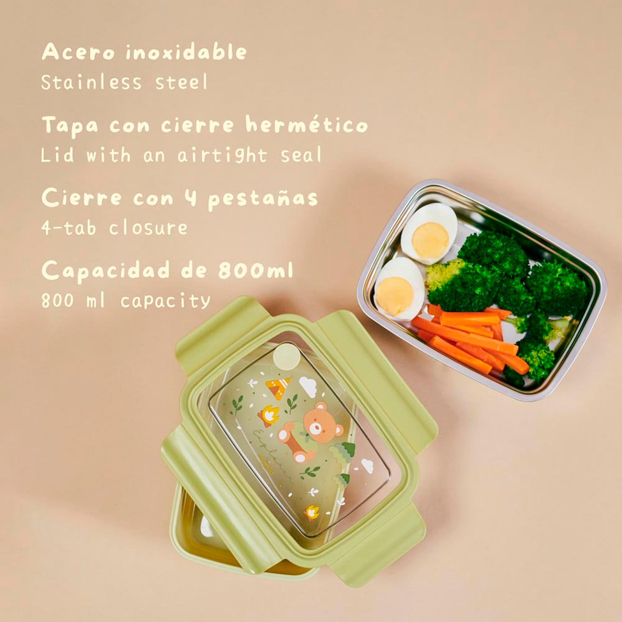 Recipiente porta alimentos Miniland aço Verde Primavera-6