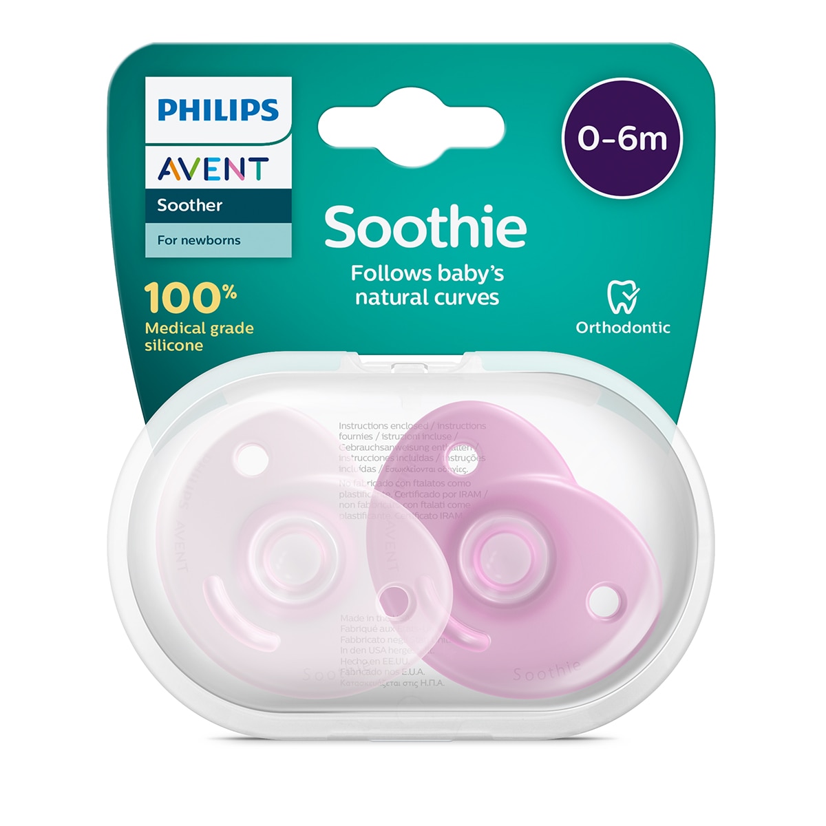 Chupete Philips Avent Soothie Silicona 0-6 meses 2 uds - Rosa Rosa-8