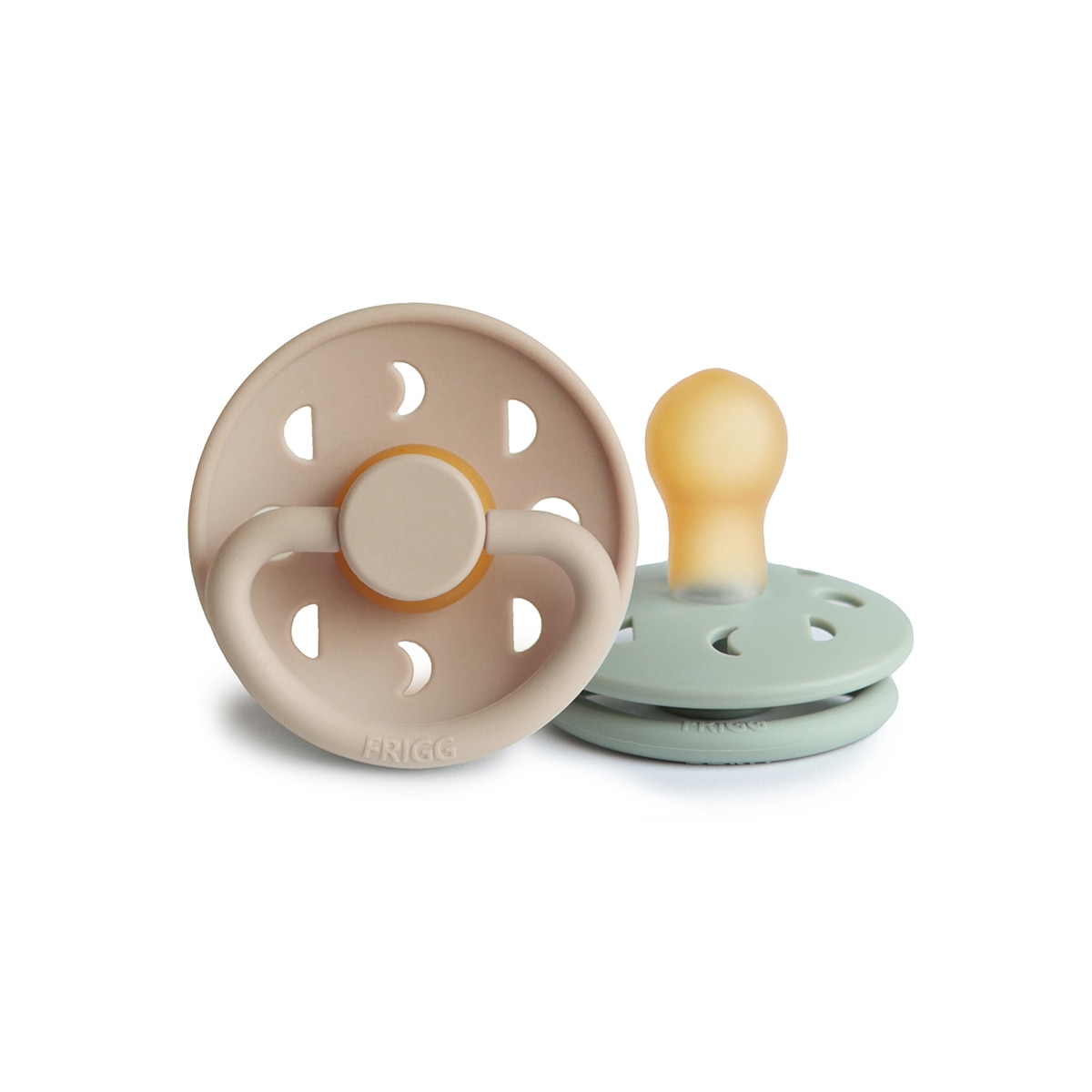Chupete tetina redonda Frigg block moon phase latex 2ud - Verde anticuario Verde anticuario-1