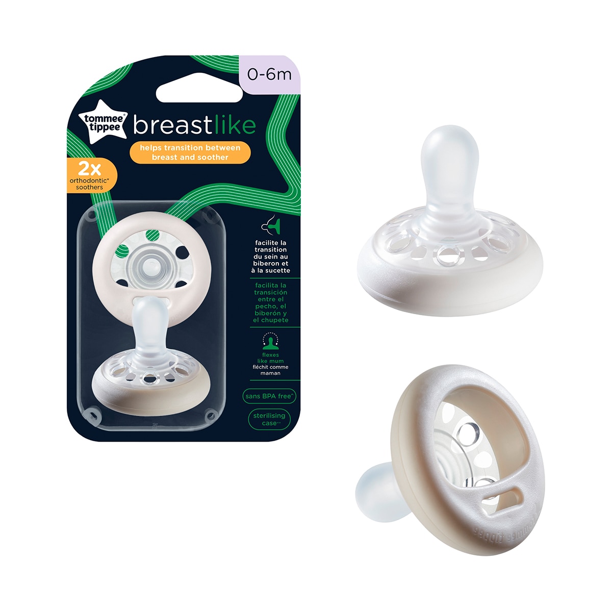 Chupete con Forma de Pecho de Tommee Tippee, 0-6 meses - Blanco Blanco-2
