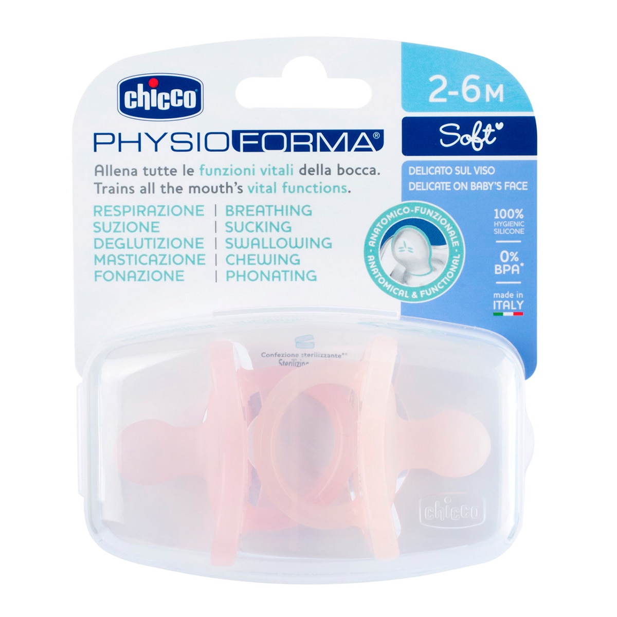 Chupete silicona Chicco Physio Soft 2-6 meses 2ud - Rosa claro Rosa claro-12