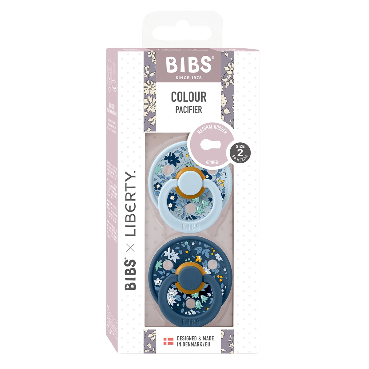 Chupetes tetina redonda BIBS colección Liberty 0-6 meses (2ud) Azul mineral Azul mineral-4