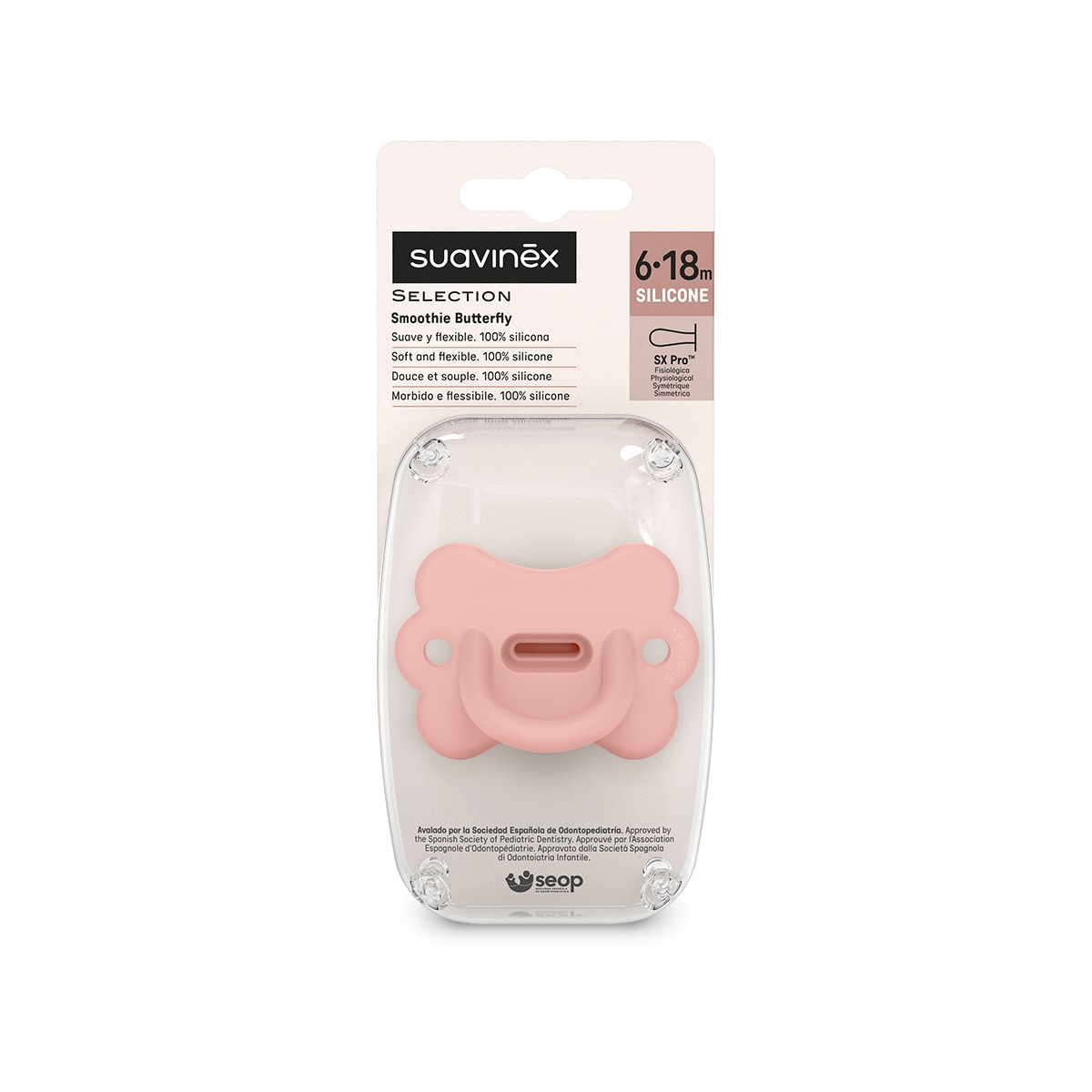 Chupete fisiológico Suavinex Sx Pro Colour Essence Butterfly 6-18M - Rosa pálido Rosa pálido-6