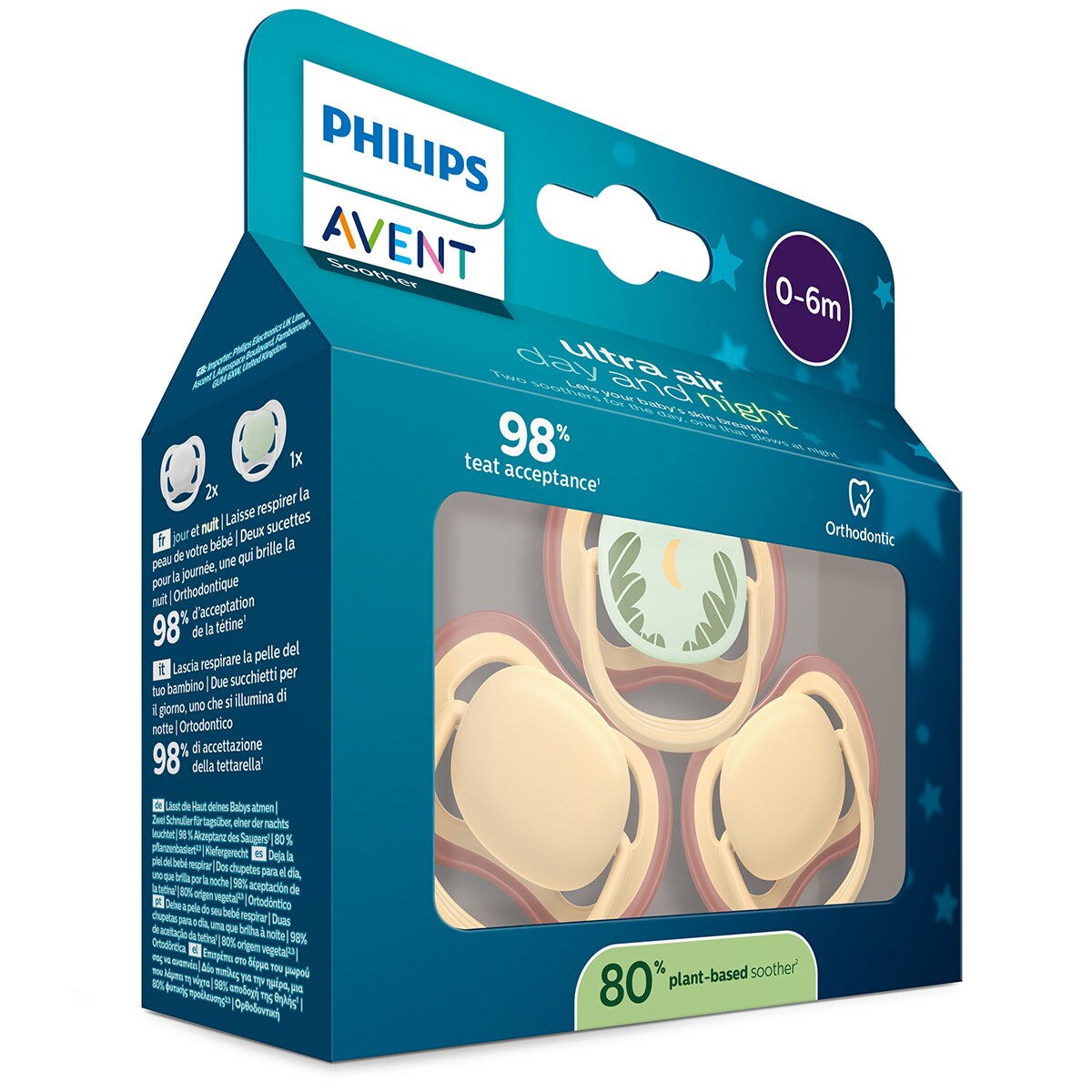 Chupeta Ultra Air Day&Night 0-6 Meses - 3 Un. Amarelo Suave-3