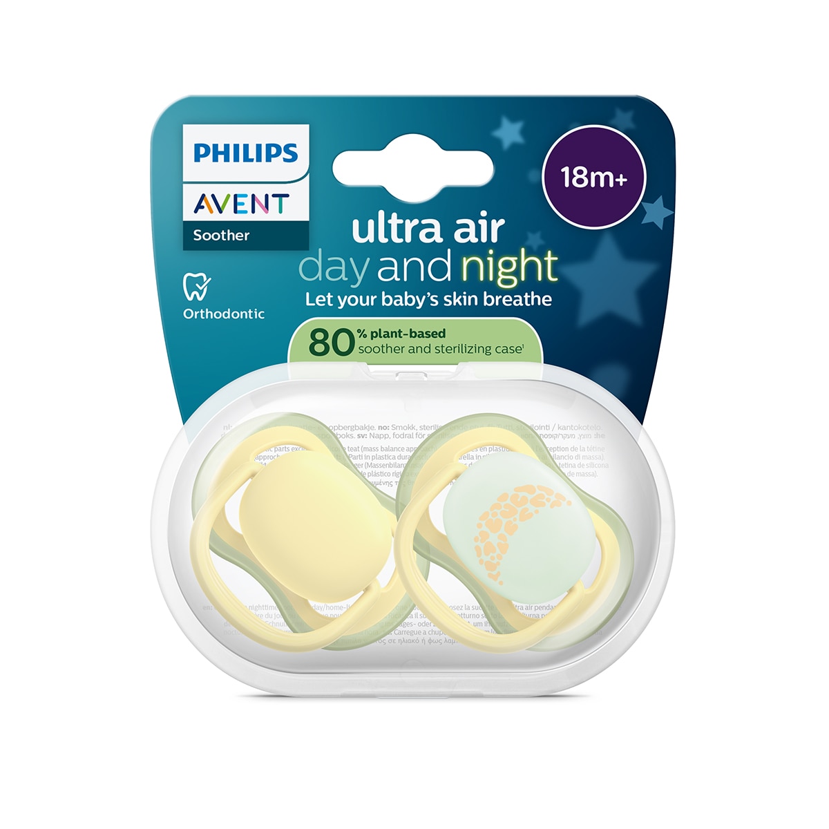 Chupetas Avent Ultra Air Day&Night +18 Meses 2 Unid Amarelo Suave-4