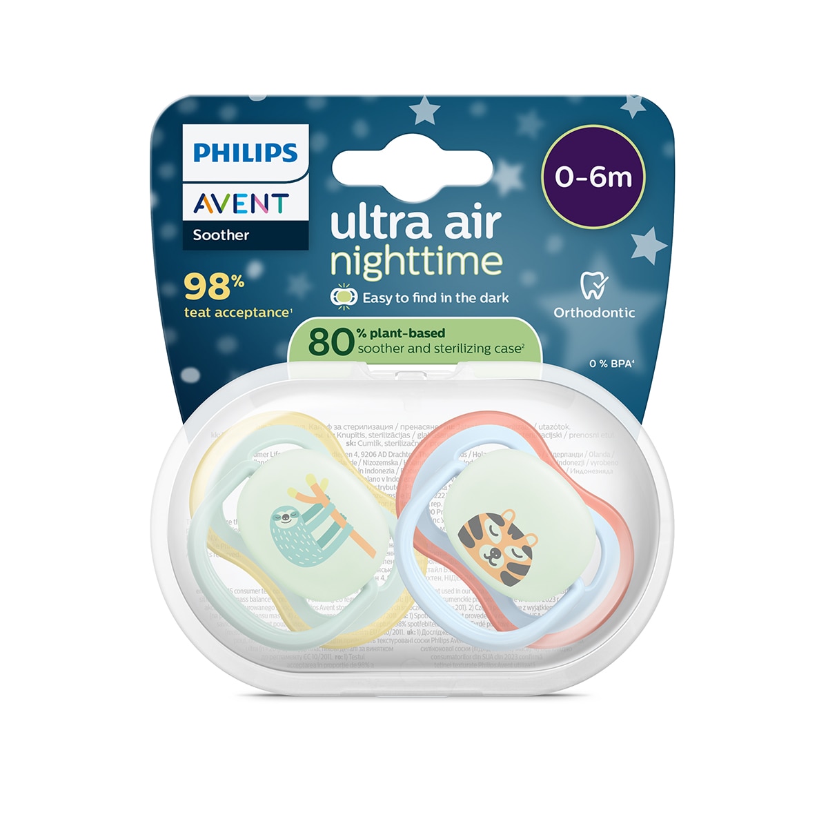 Imagen 5 de Chupete Philips Avent Ultra Air Nocturno 0-6 meses 2 uds, brilla en la oscuridad - Azul Cielo Azul Cielo