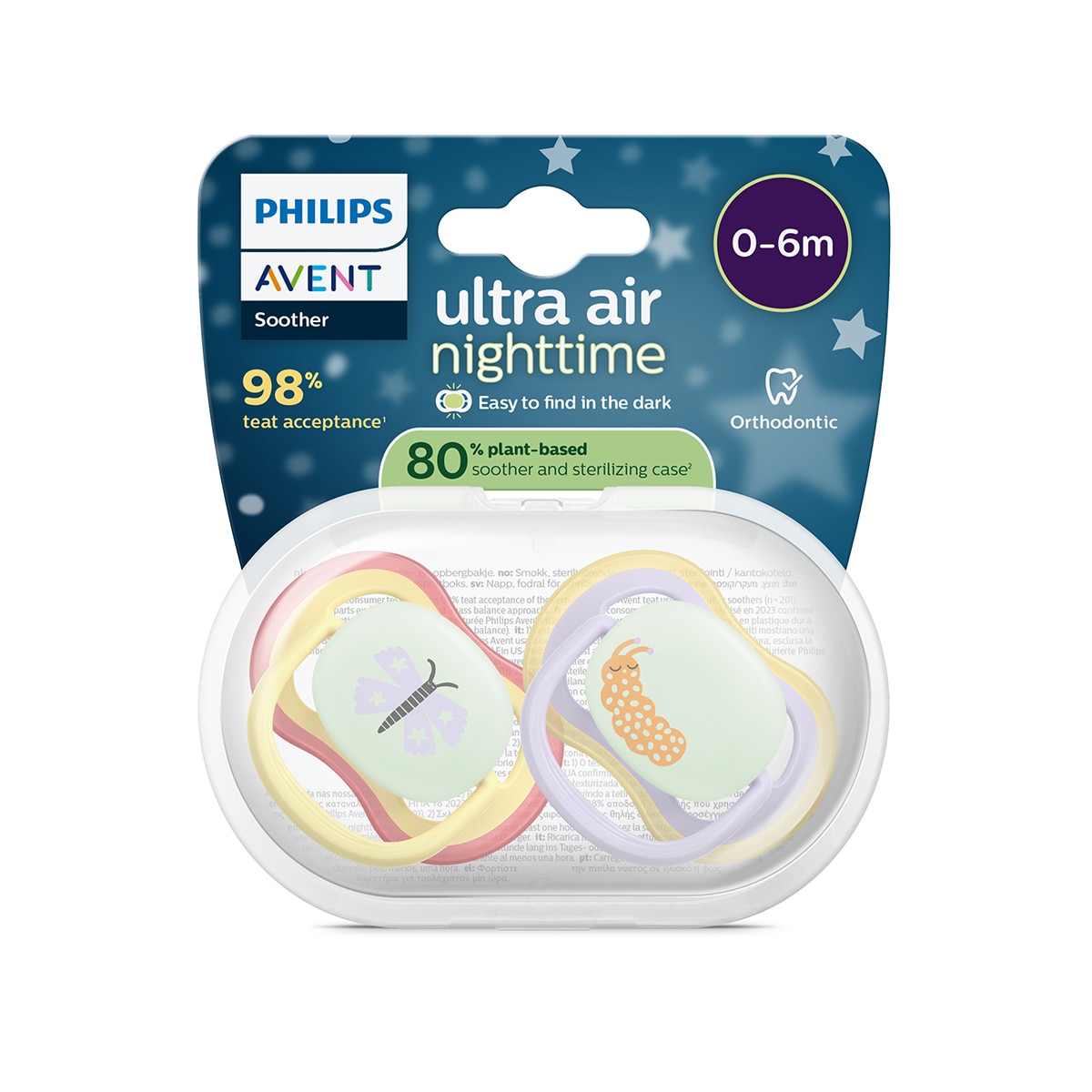 Chupeta Noturna Avent Ultra Air 0-6 Meses 2 Unidades, Brilha no Escuro Lilás-4