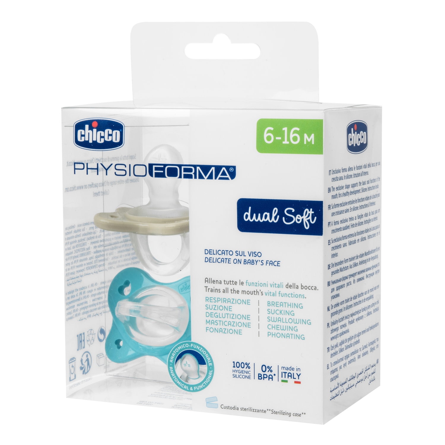 Chupete silicona Chicco Dual soft 6-16 meses, 2ud - Azul Cielo Azul Cielo-9