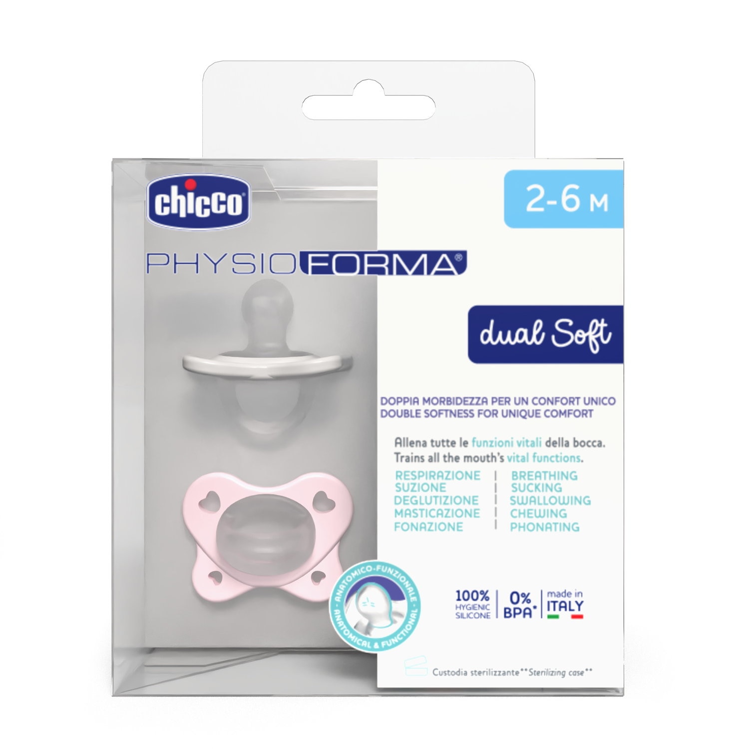Imagen 11 de Chupete silicona Chicco Dual soft 2-6 meses, 2ud - Rosa claro Rosa claro