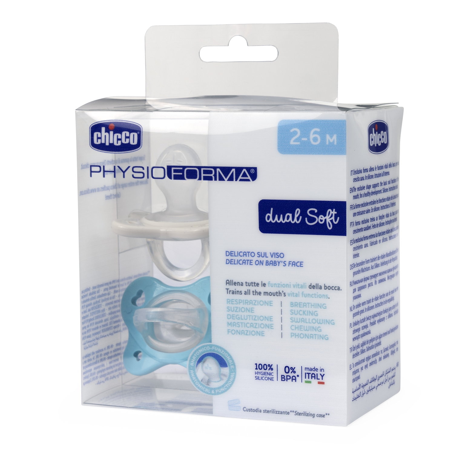Imagen 9 de Chupete silicona Chicco Dual soft 2-6 meses, 2ud - Azul claro Azul claro