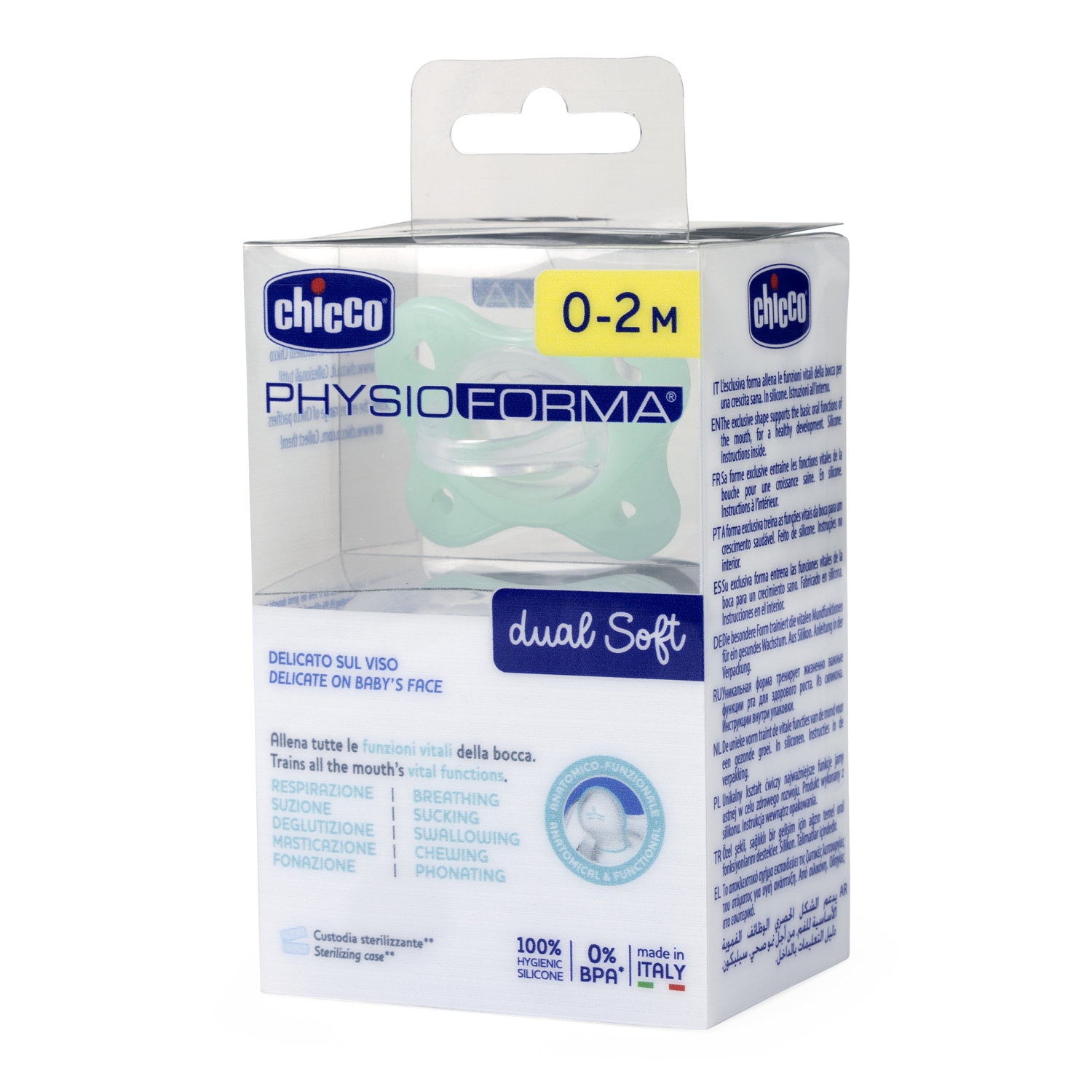 Imagen 6 de Chupete silicona Chicco Dual soft 0-2 meses - Verde Agua Verde Agua