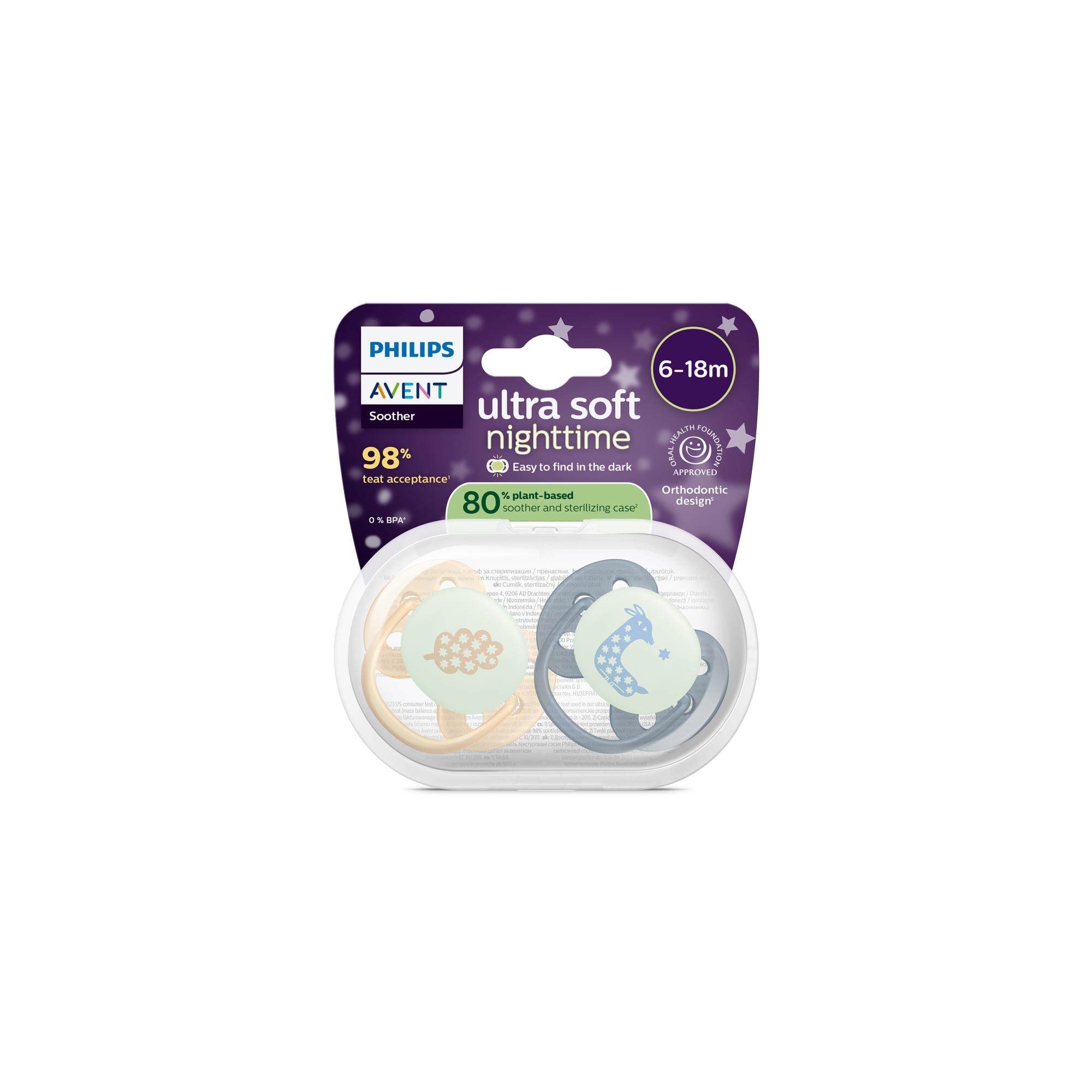 Chupetas ultra soft de noite Philips Avent 6-18meses, 2un Azul-índigo-3