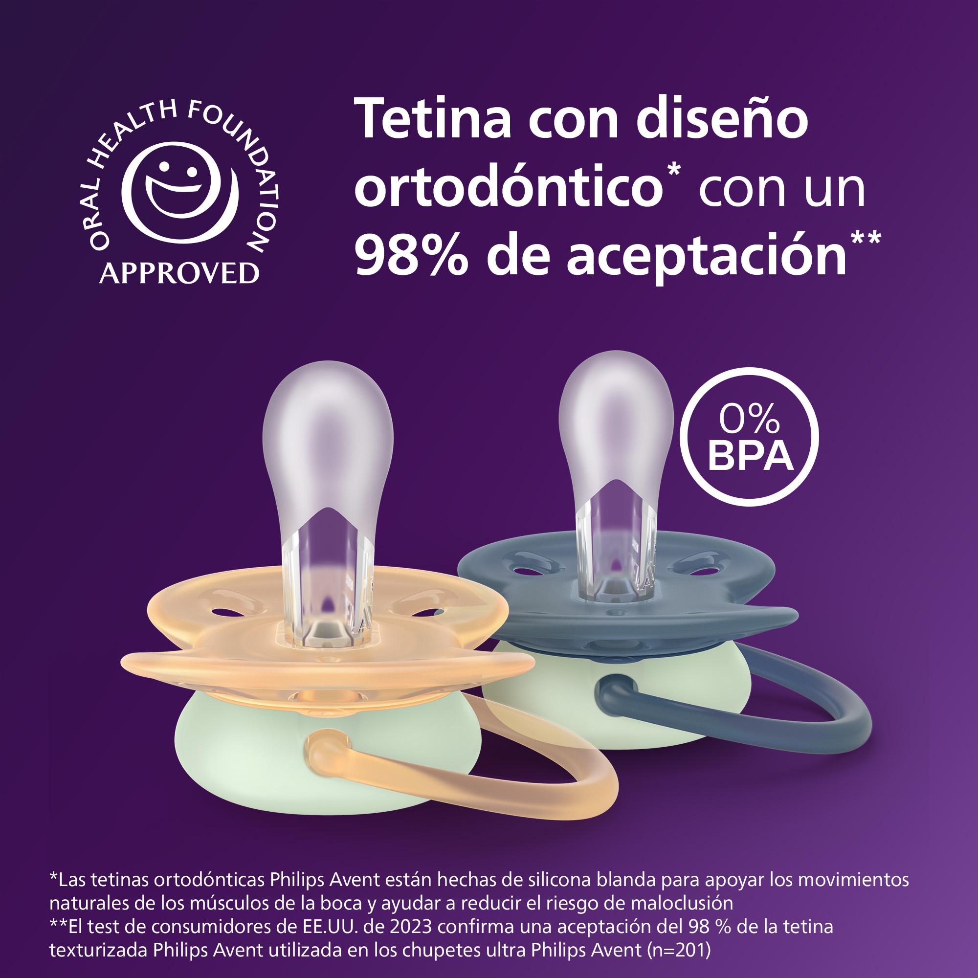 Chupetas ultra soft de noite Philips Avent 6-18meses, 2un Azul-índigo-5