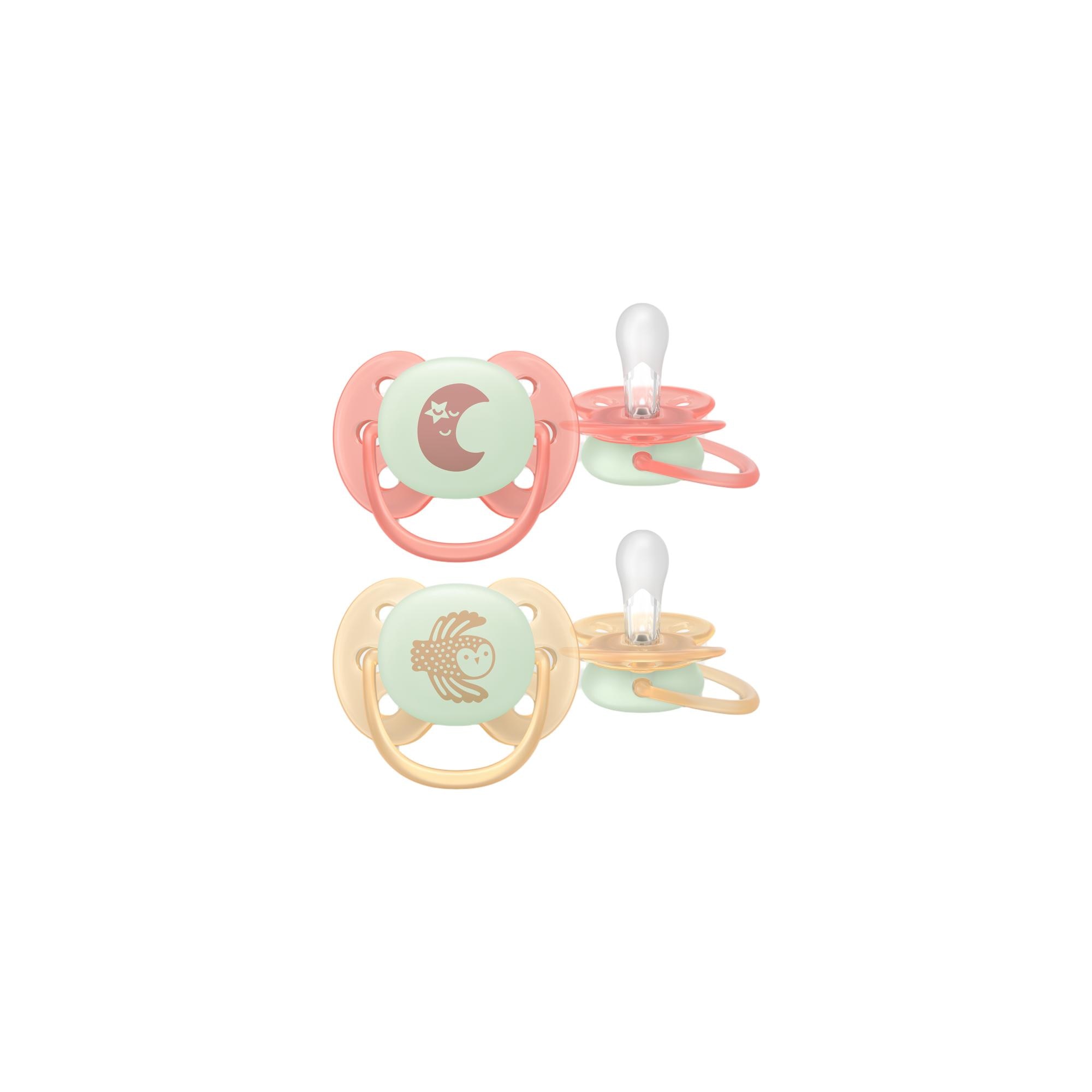 Imagem 0 de Chupetas ultra soft de noite Philips Avent 0-6meses, 2un