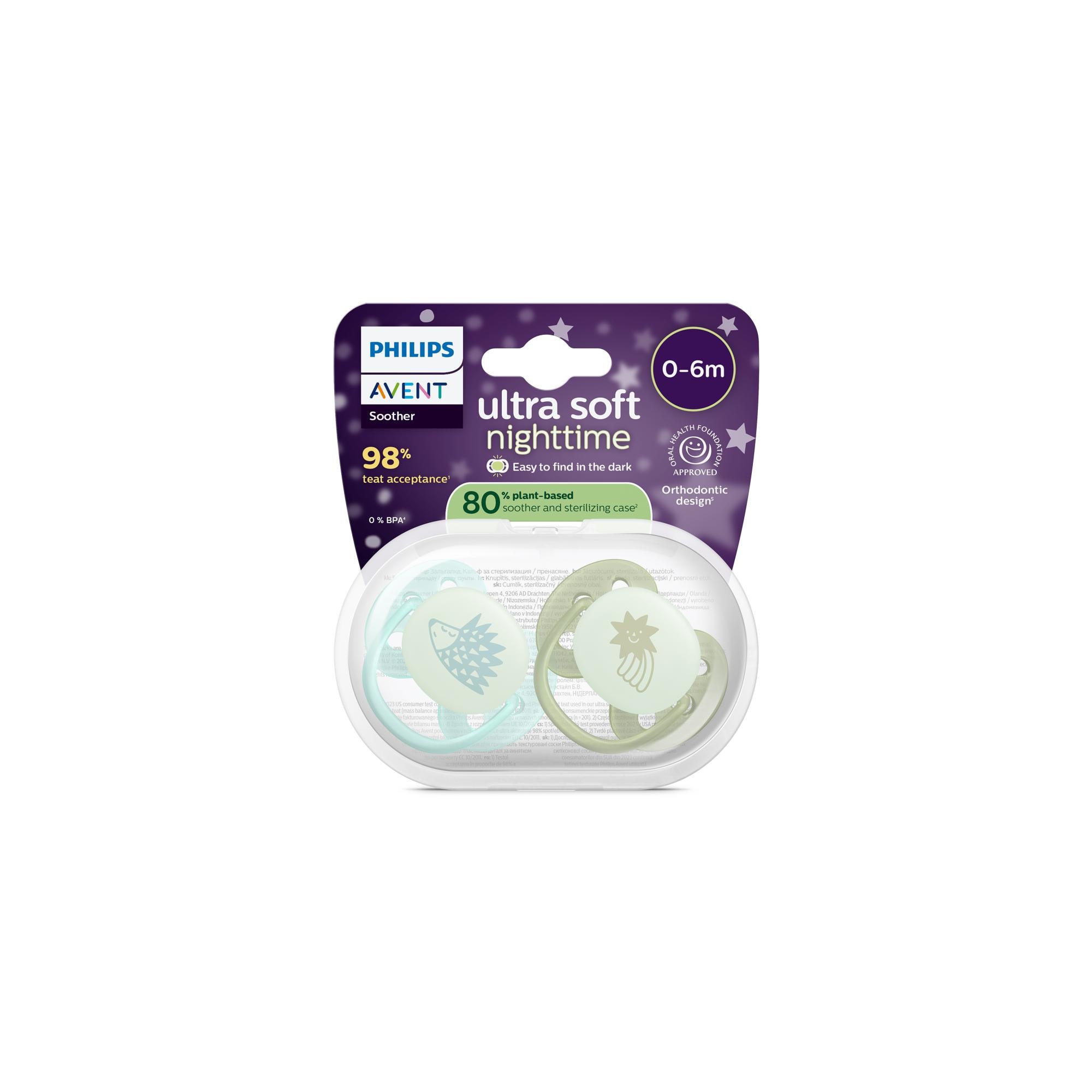 Chupetas ultra soft de noite Philips Avent 0-6meses, 2un Verde Água-8