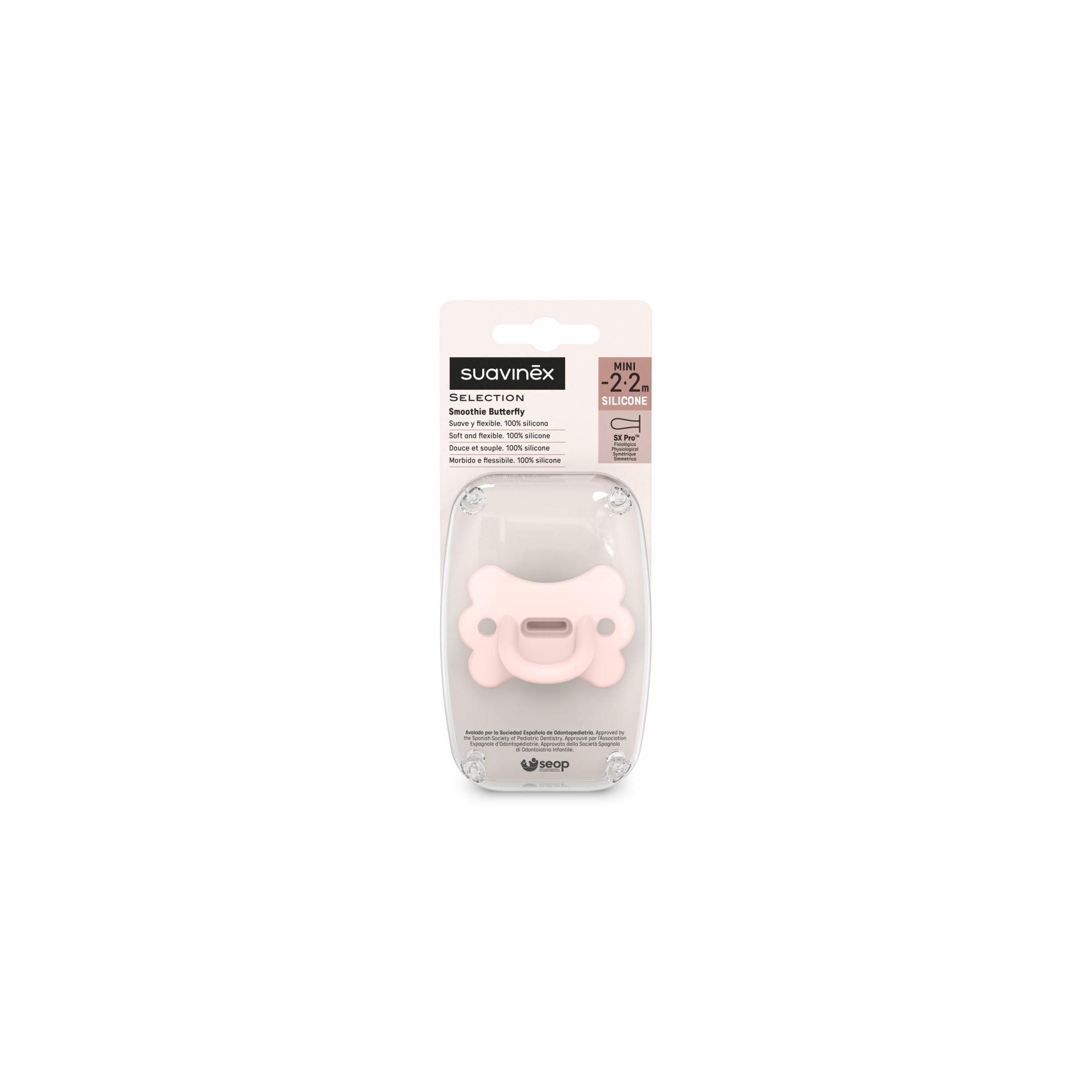 Chupete fisiológico Suavinex Smoothie Butterfly Colour Essence -2/2 meses - Rosa claro Rosa claro-3
