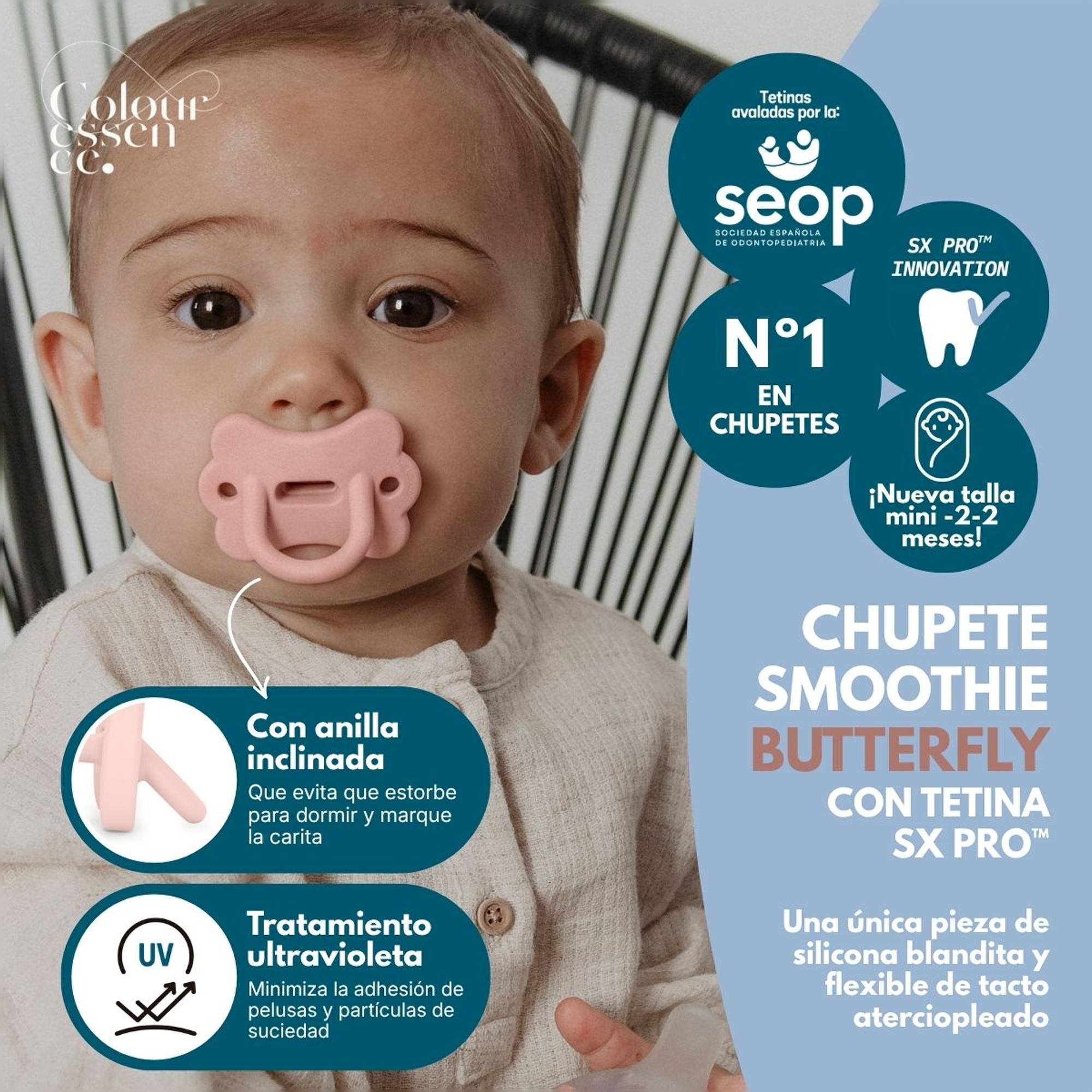 Chupete fisiológico Suavinex Smoothie Butterfly Colour Essence -2/2 meses - Rosa claro Rosa claro-4