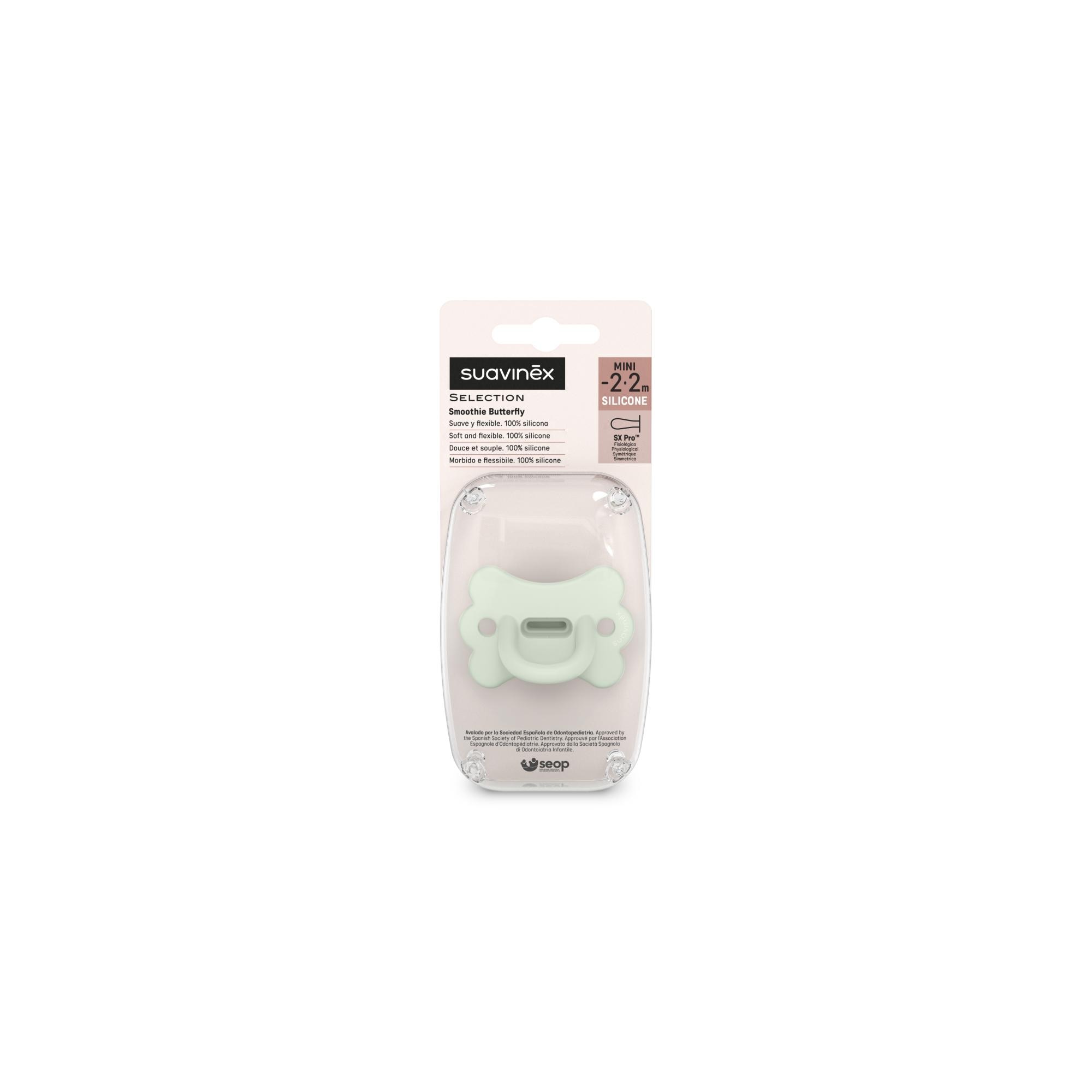 Chupete fisiológico Suavinex Smoothie Butterfly Colour Essence -2/2 meses - Verde anticuario Verde anticuario-3