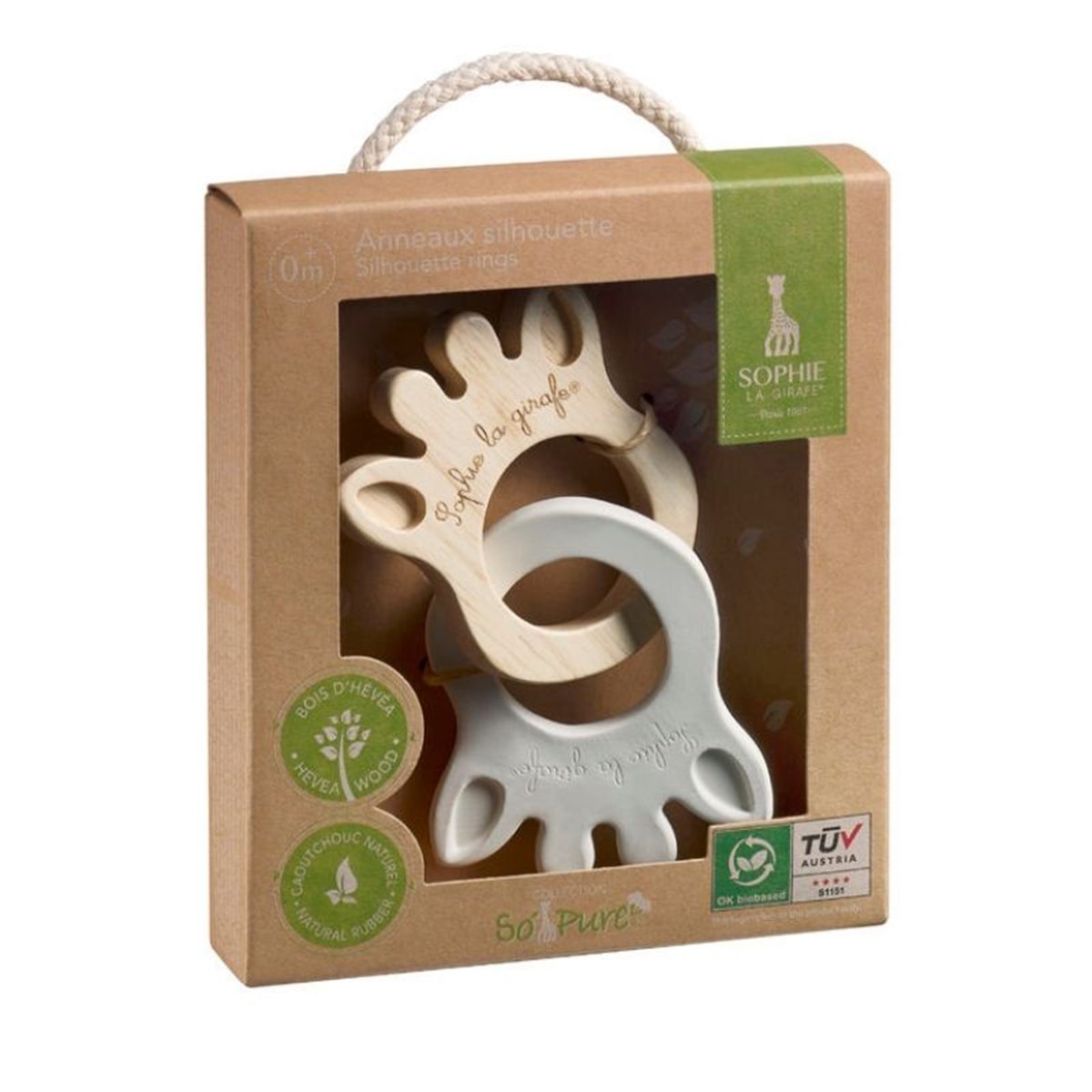 Sonajero Mordedor Sophie La Girafe Silueta Anillo caucho & madera beige Beige-2