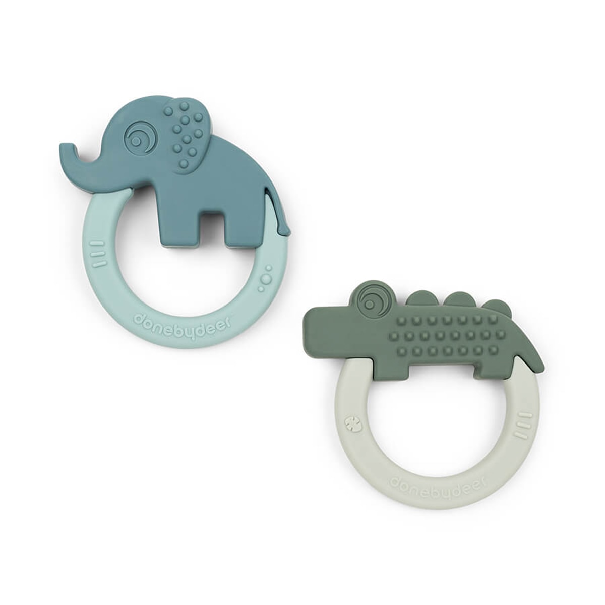 Imagem 0 de Pack de 2 mordedores de silicone Deer Friends verde/azul