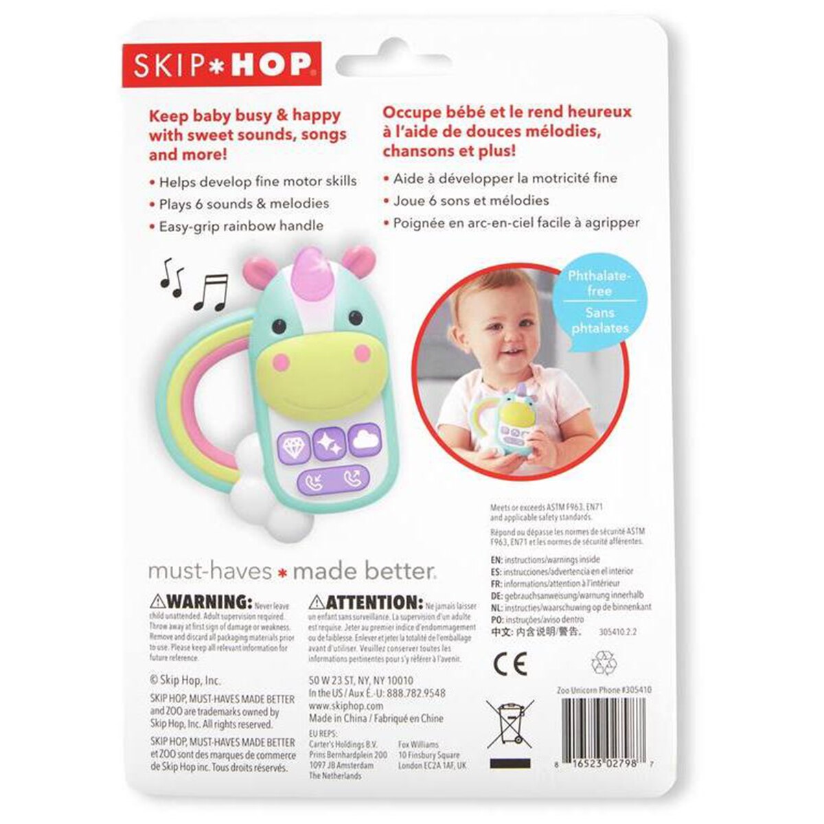 Teléfono bebe Skip Hop Unicornio de sonidos Morado-8