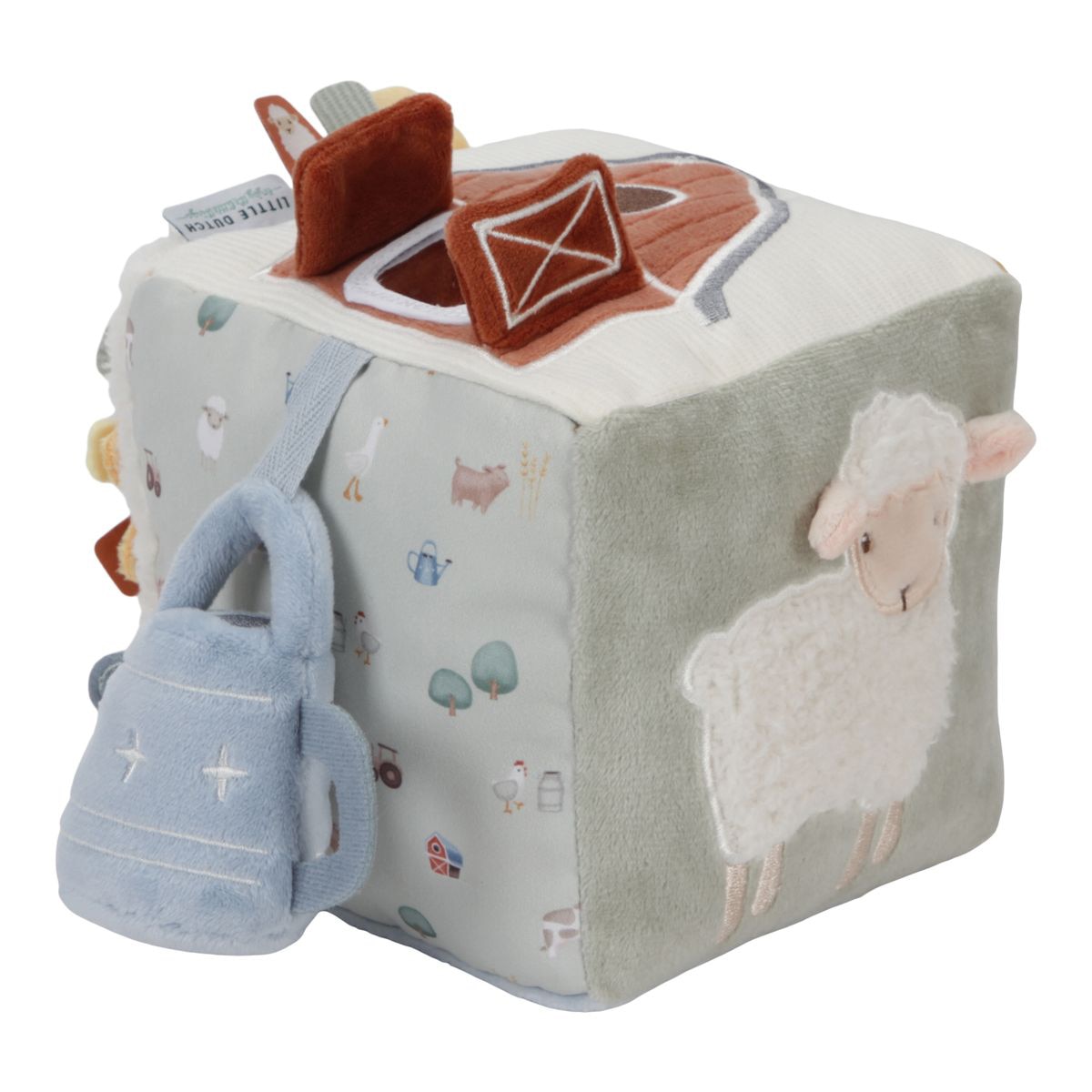 Cubo blandito de actividades Little Dutch colección Little Farm Gris claro-2