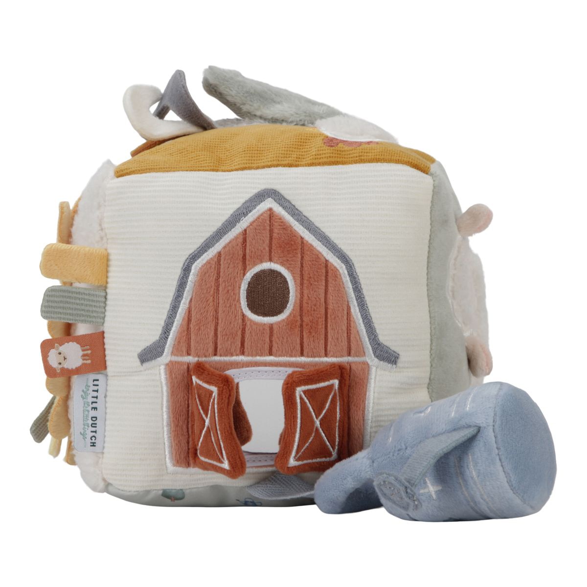 Cubo blandito de actividades Little Dutch colección Little Farm Gris claro-4