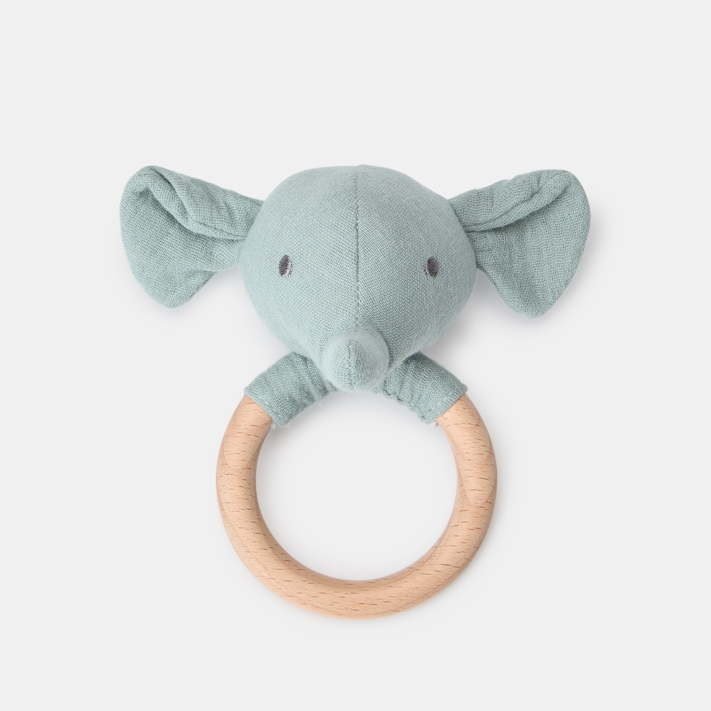 Sonajero aro madera Cotton Juice Baby Home elefante Verde-1