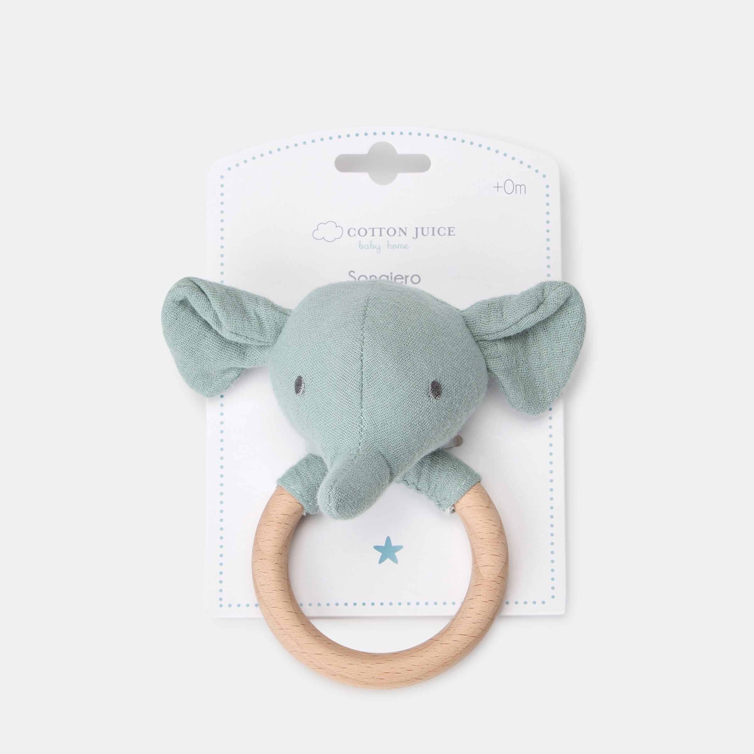 Sonajero aro madera Cotton Juice Baby Home elefante Verde-4