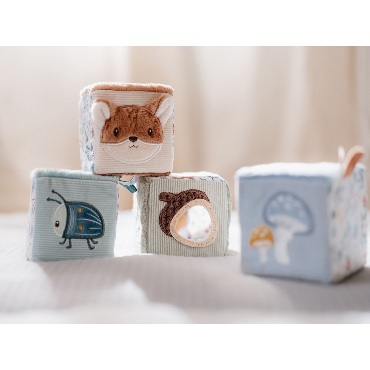 Cubos blanditos apilables Little Dutch colección Forest Friends Azul claro-6