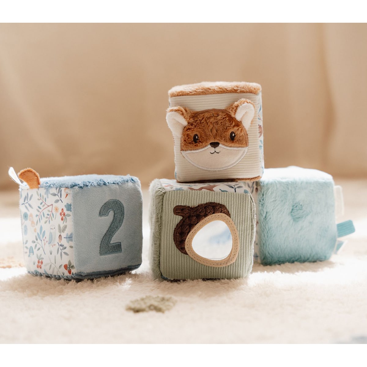 Cubos blanditos apilables Little Dutch colección Forest Friends Azul claro-7