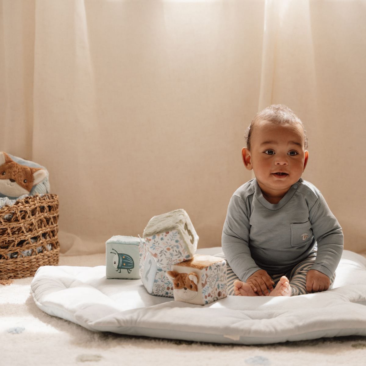 Cubos blanditos apilables Little Dutch colección Forest Friends Azul claro-8