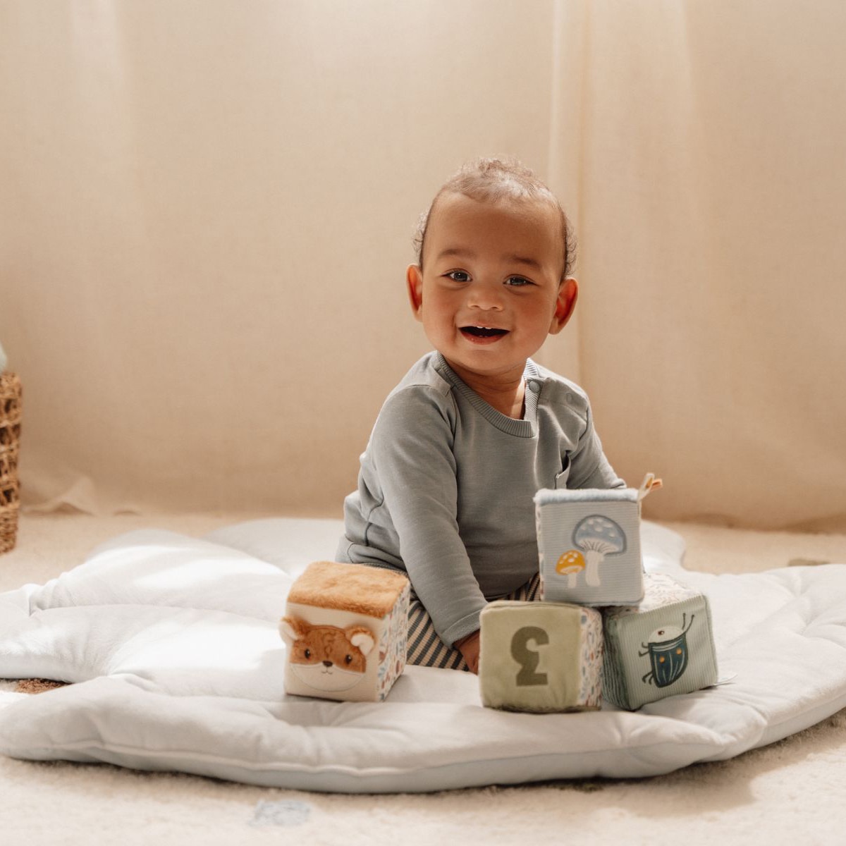 Cubos blanditos apilables Little Dutch colección Forest Friends Azul claro-13