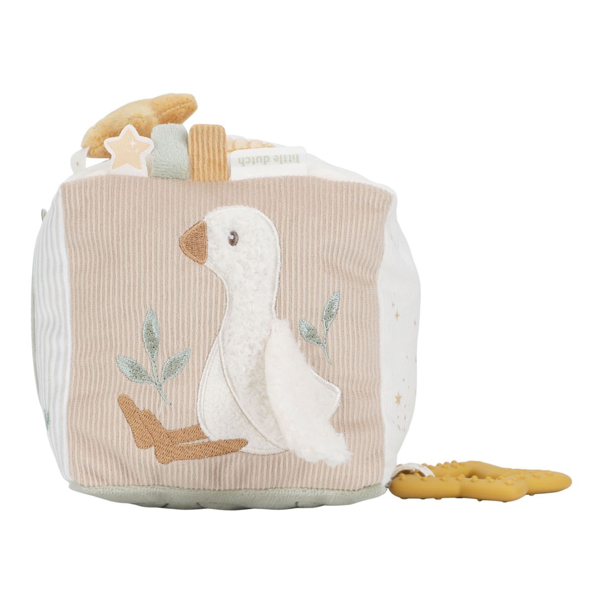 Cubo macio de atividades Little Dutch coleção Newborn Naturals Bege Serra-2
