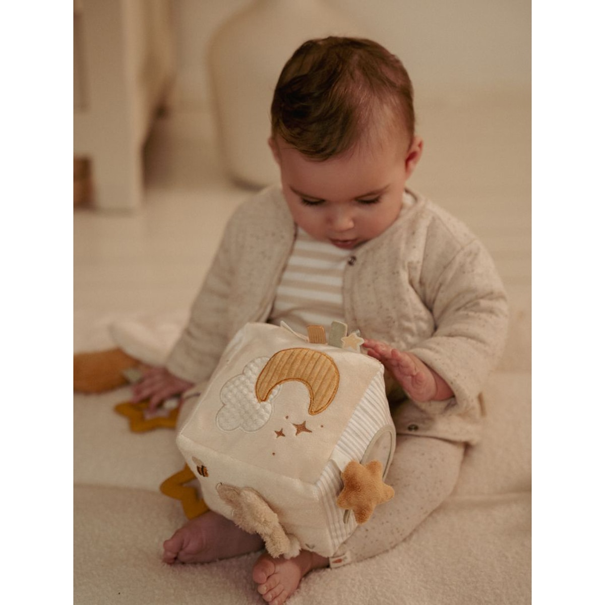 Cubo macio de atividades Little Dutch coleção Newborn Naturals Bege Serra-7