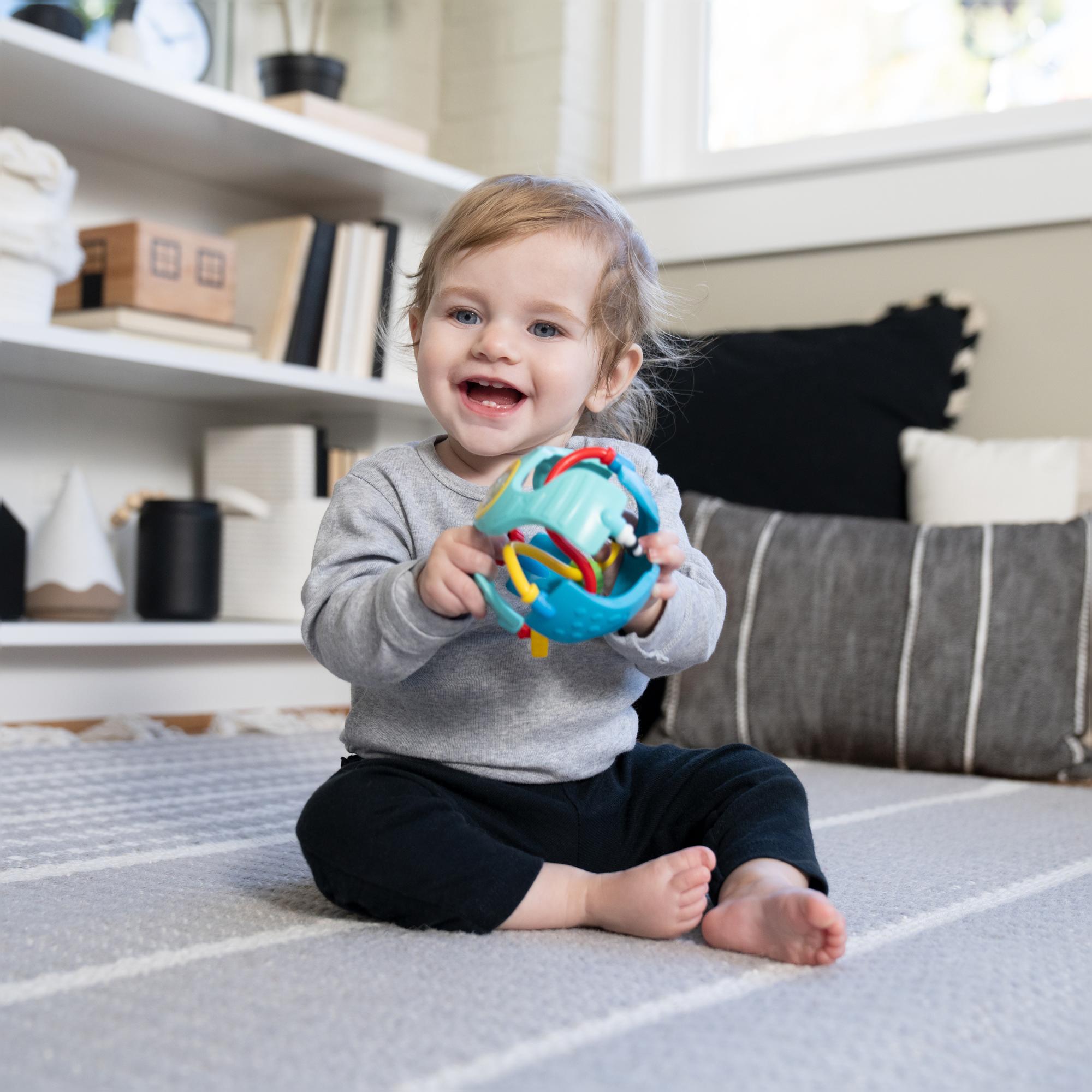 Roca sensorial em forma de bola Baby Einstein Rattle & Sens Azul-12