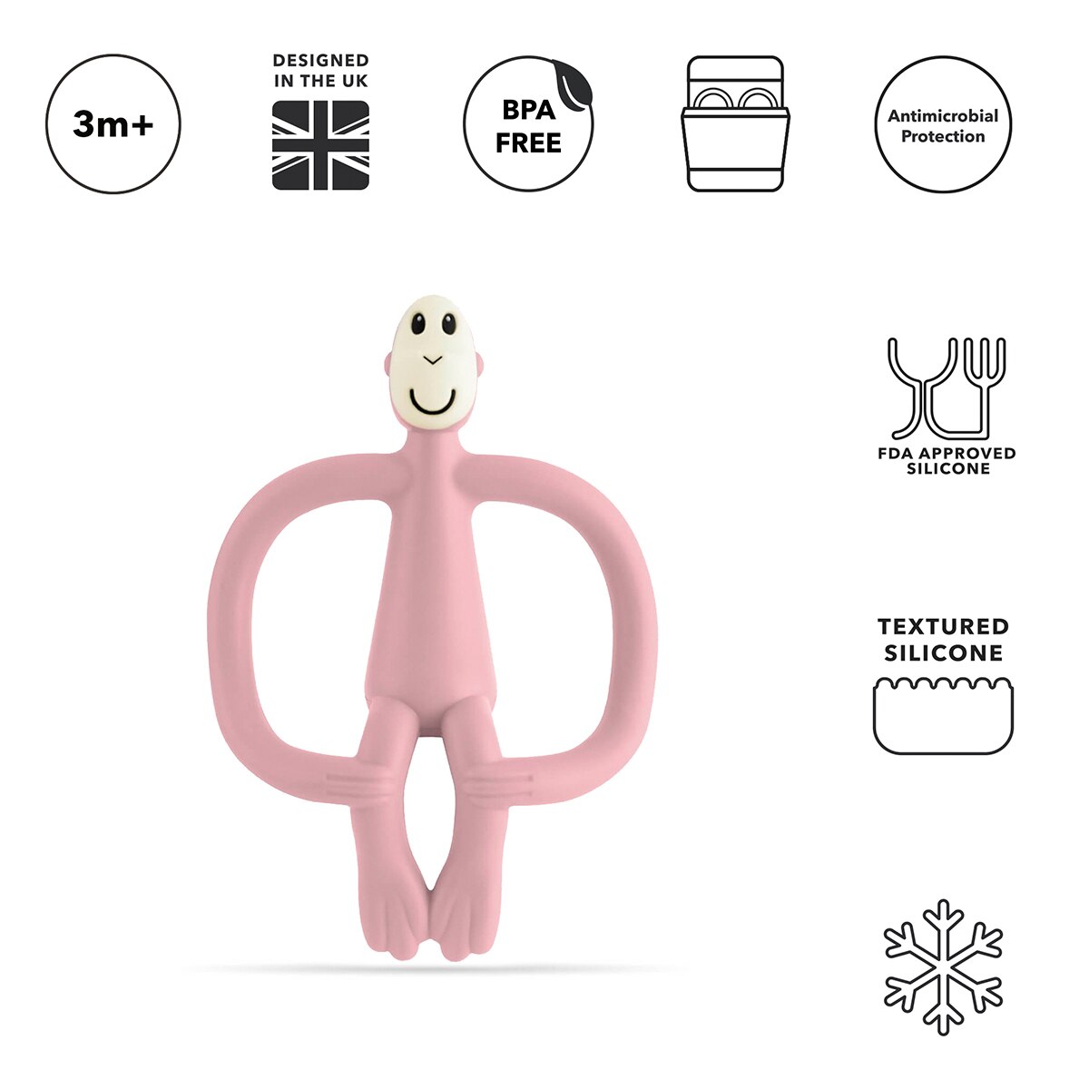 Mordedor de Silicone Matchstick Monkey Ideal para Dentição Rosa Flamingo-3