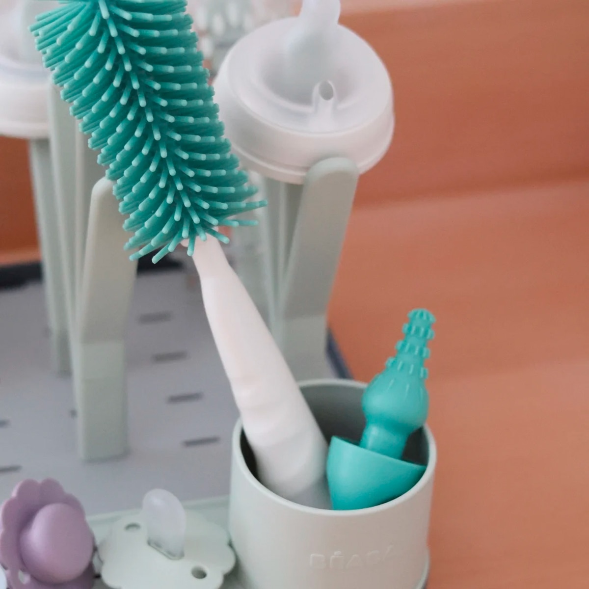 Escova Limpa-Biberões de Silicone Verde Água-5