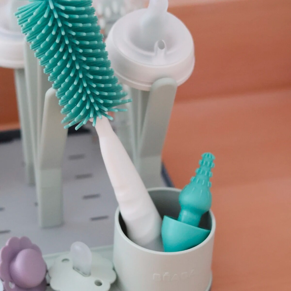 Escova Limpa-Biberões de Silicone Verde Água-5