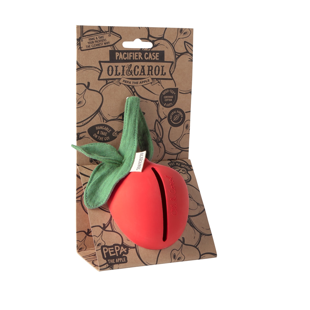 Portachupetes Oli&Carol caucho natural y algodón orgánico - Rojo Rojo-3