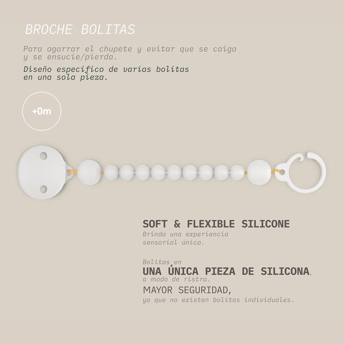 Pinza de chupete Suavinex bolitas silicona Colour Essence - Verde mate Verde mate-3