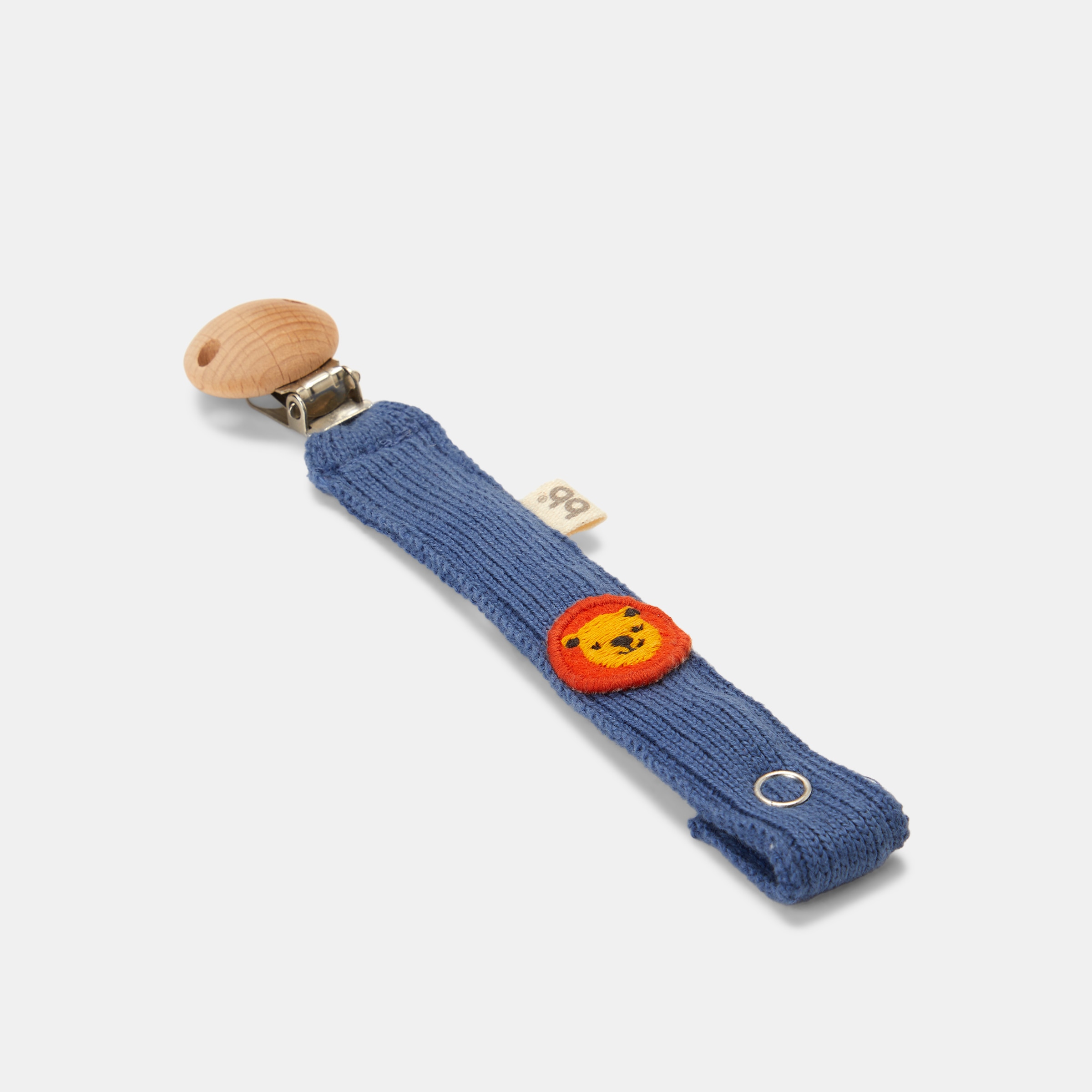 Pinça de Chupeta Tricô com Leão - Azul Azul-2