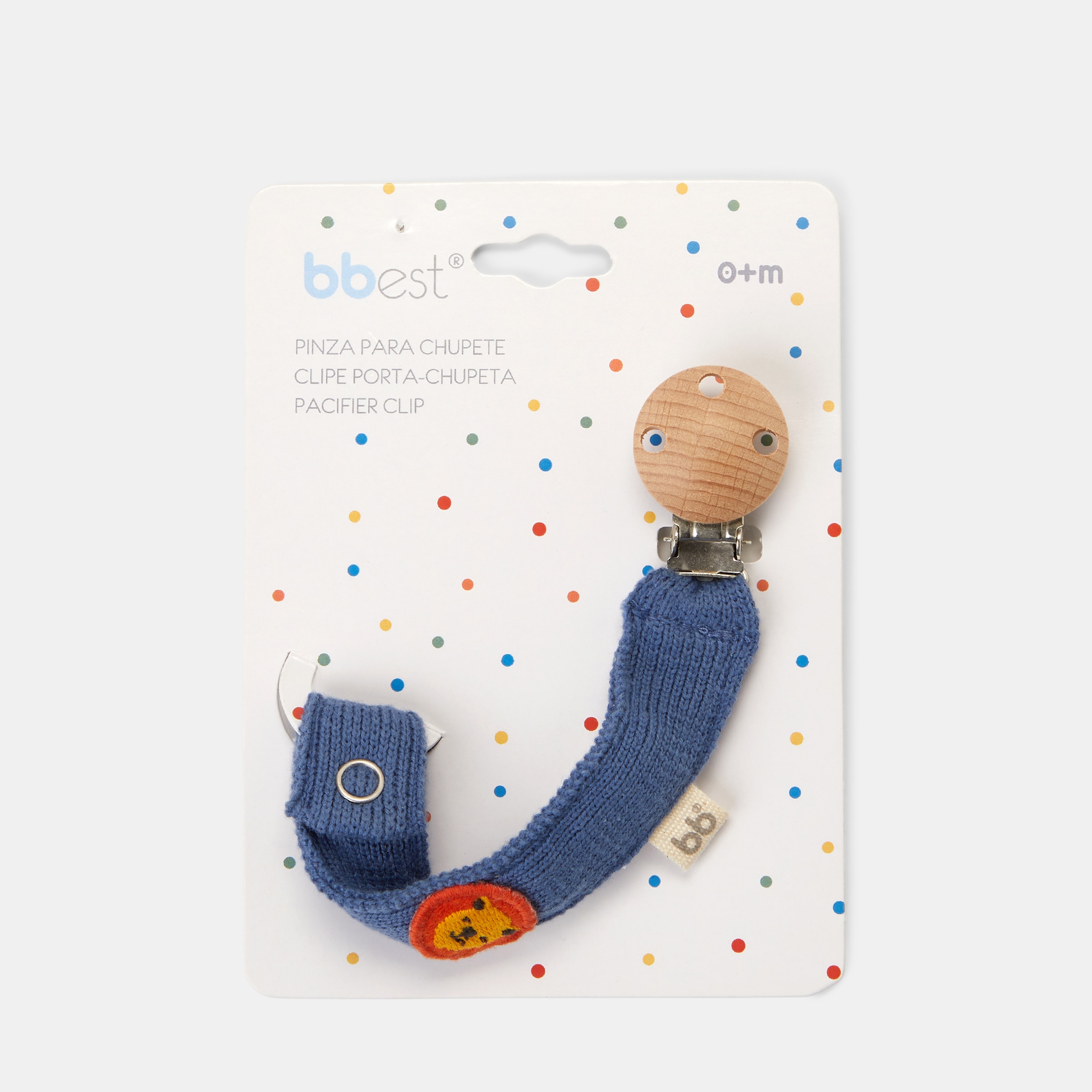 Pinça de Chupeta Tricô com Leão - Azul Azul-3